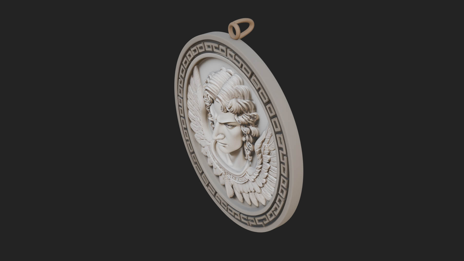 Winged Angel Oval Relief Plaque Design 11 3D Print Model 3D Model