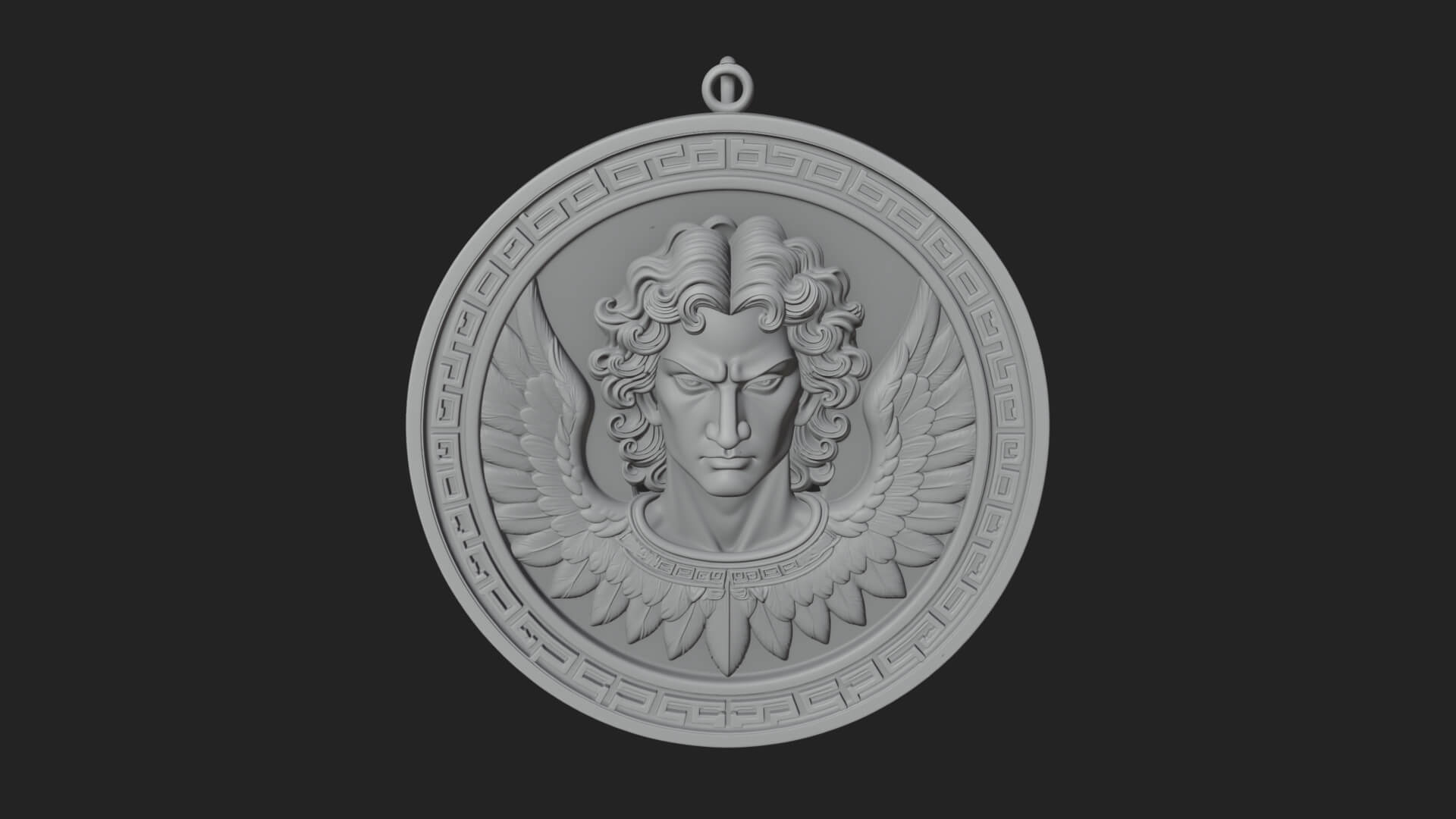 Winged Angel Oval Relief Plaque Design 11 3D Print Model 3D Model