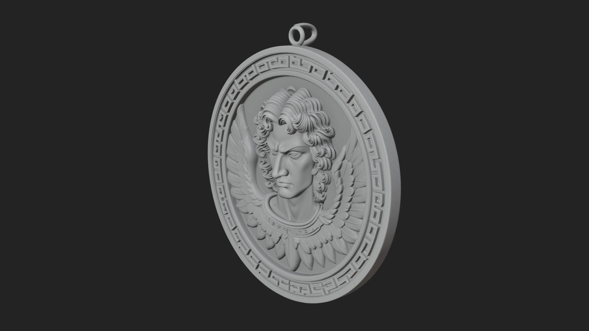 Winged Angel Oval Relief Plaque Design 11 3D Print Model 3D Model