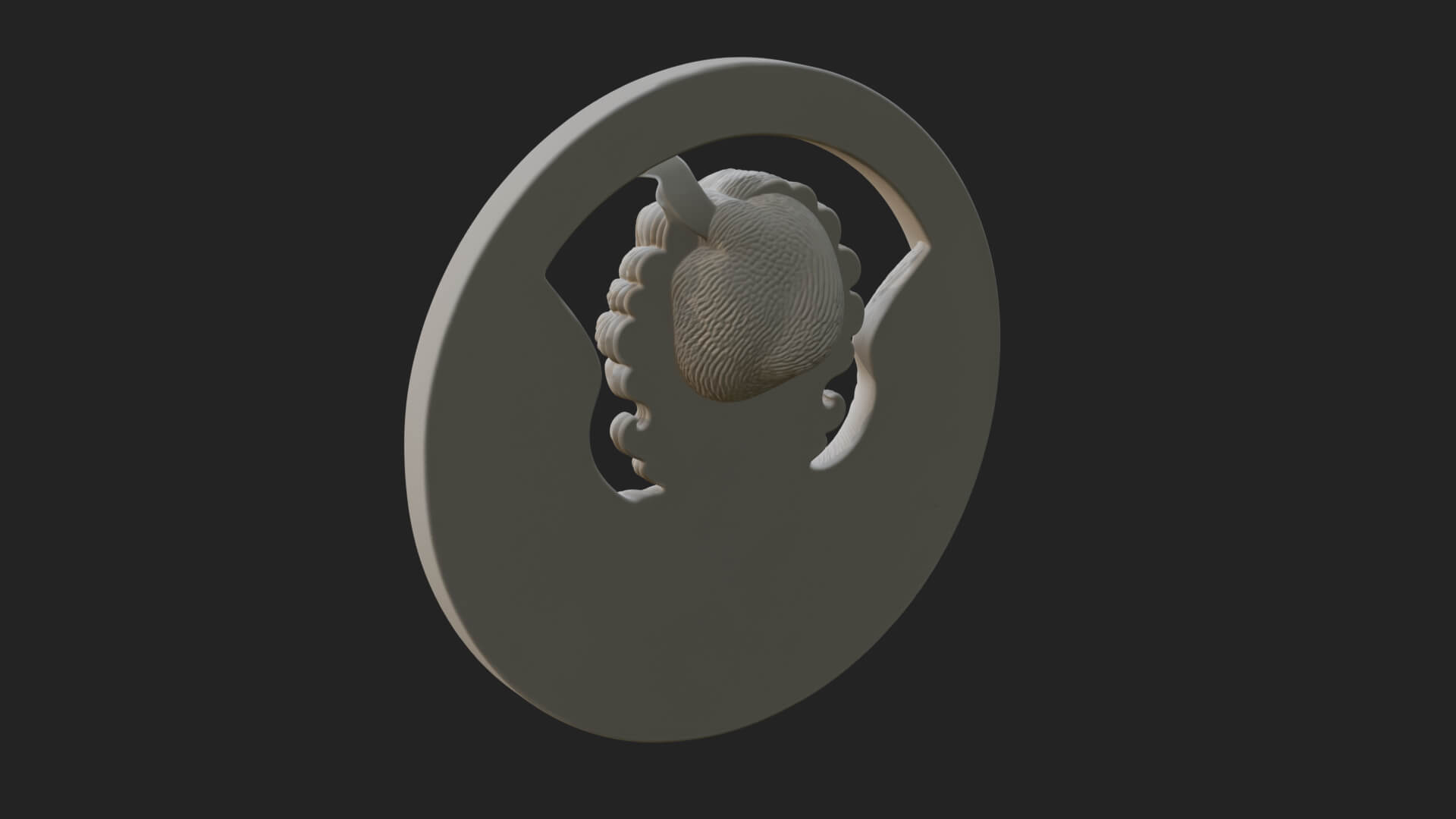 Winged Angel Oval Relief Plaque Design 12 3D Print Model 3D Model