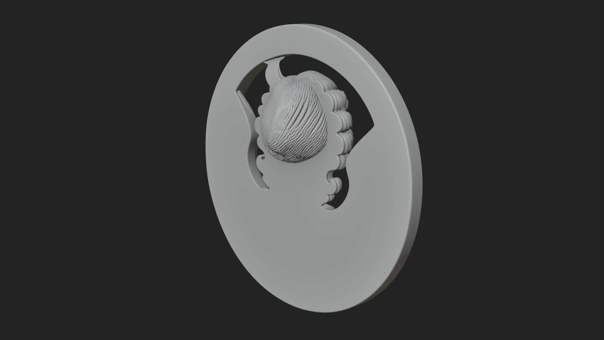 Winged Angel Oval Relief Plaque Design 12 3D Print Model 3D Model