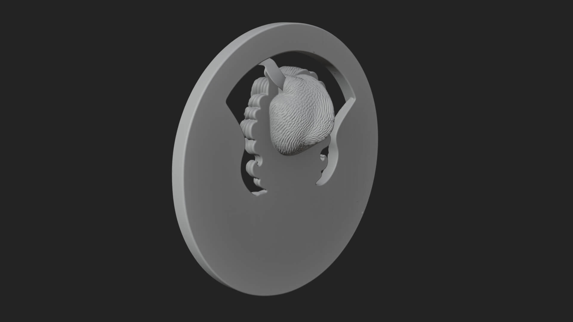 Winged Angel Oval Relief Plaque Design 12 3D Print Model 3D Model