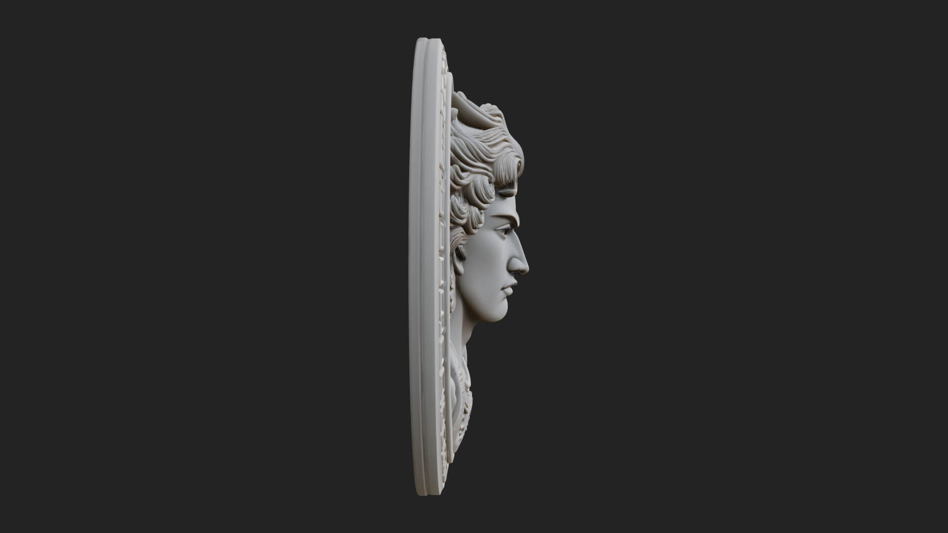 Winged Angel Oval Relief Plaque Design 13 3D Print Model 3D Model