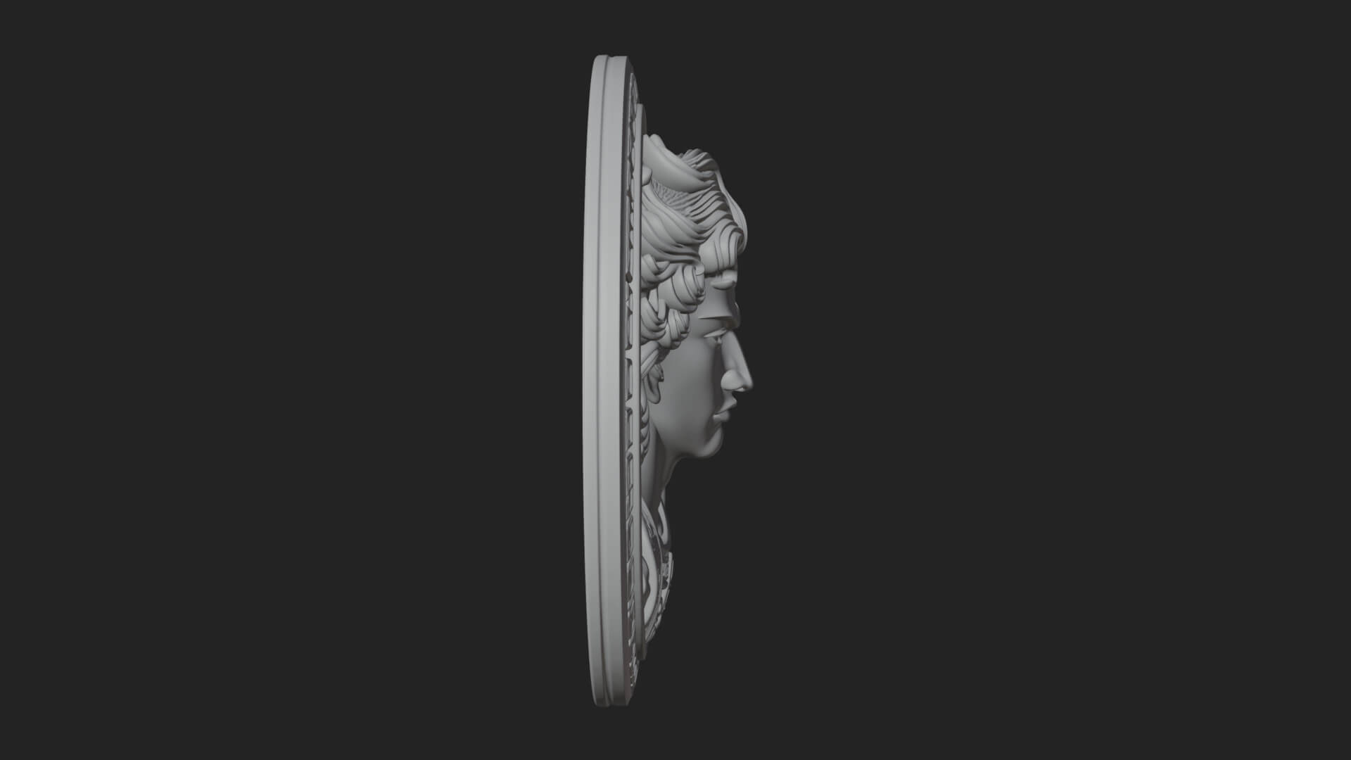 Winged Angel Oval Relief Plaque Design 13 3D Print Model 3D Model