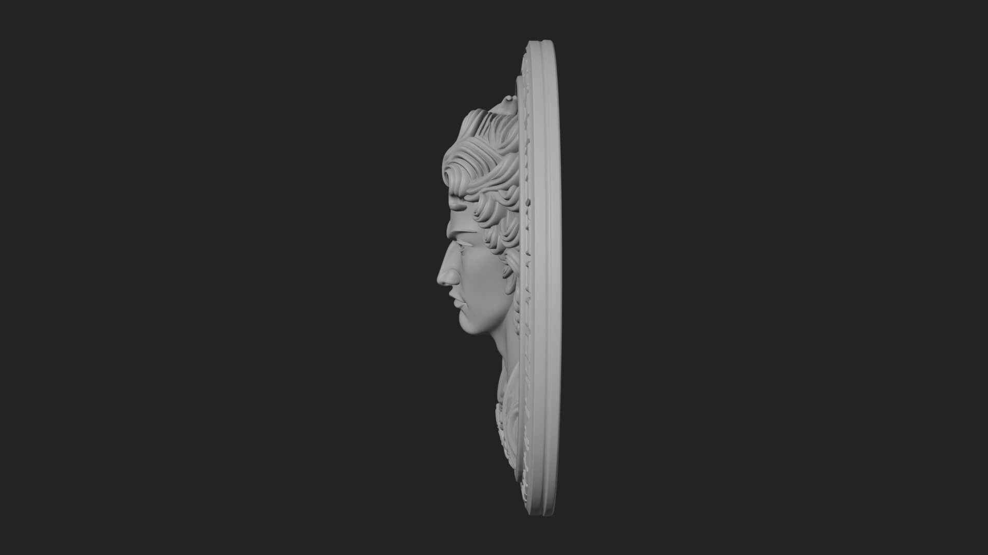 Winged Angel Oval Relief Plaque Design 13 3D Print Model 3D Model