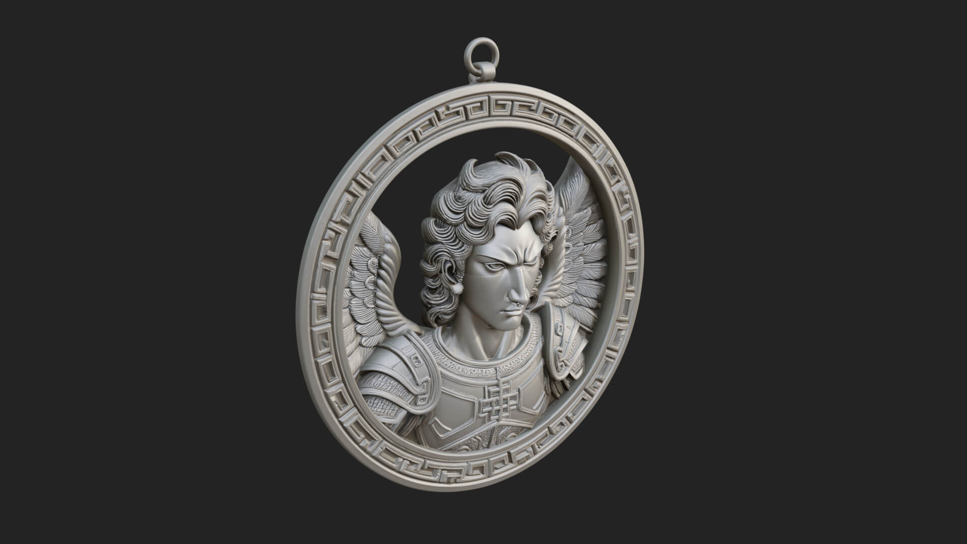 Winged Angel Oval Relief Plaque Design 16 3D Print Model 3D Model