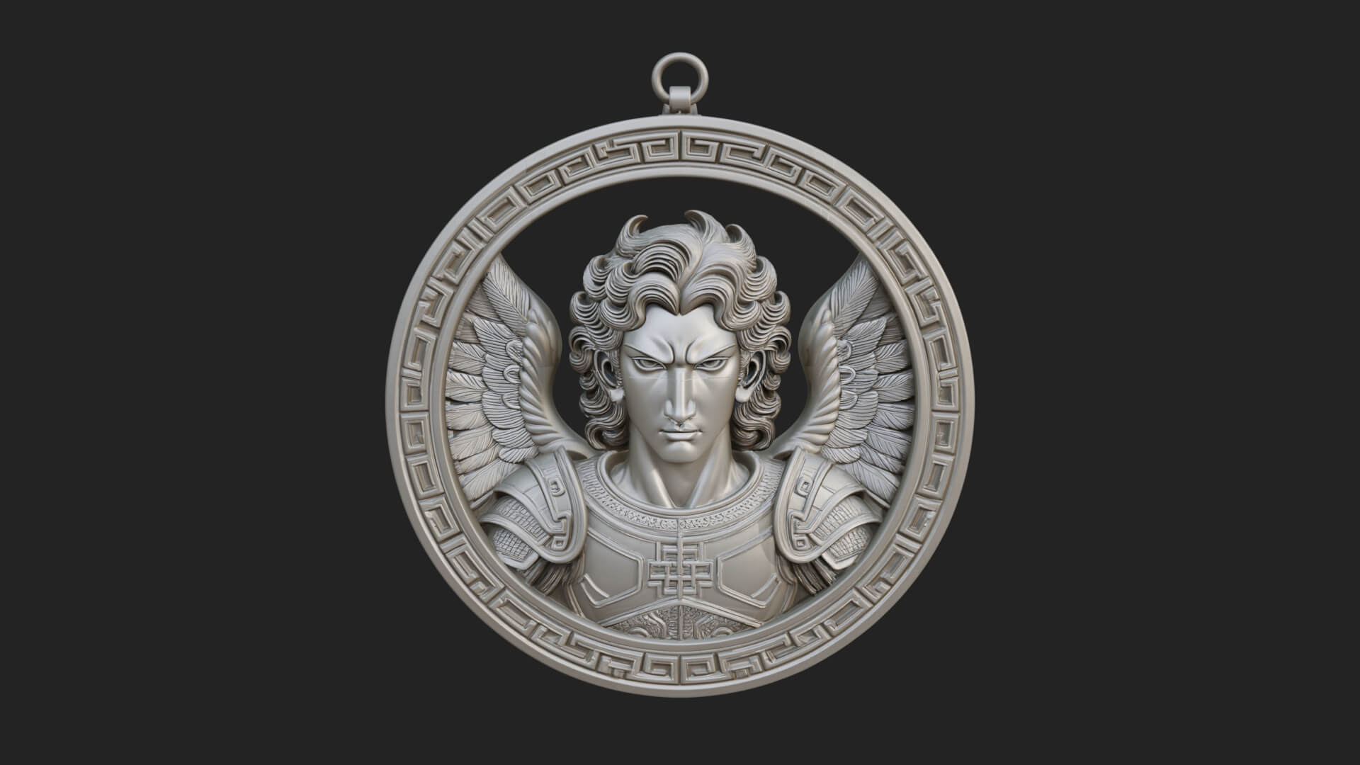 Winged Angel Oval Relief Plaque Design 16 3D Print Model 3D Model