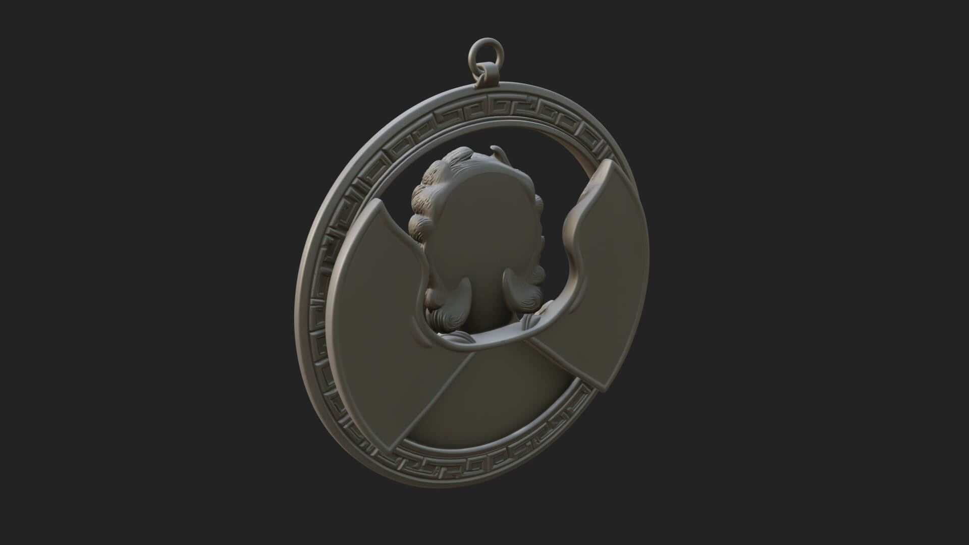 Winged Angel Oval Relief Plaque Design 16 3D Print Model 3D Model
