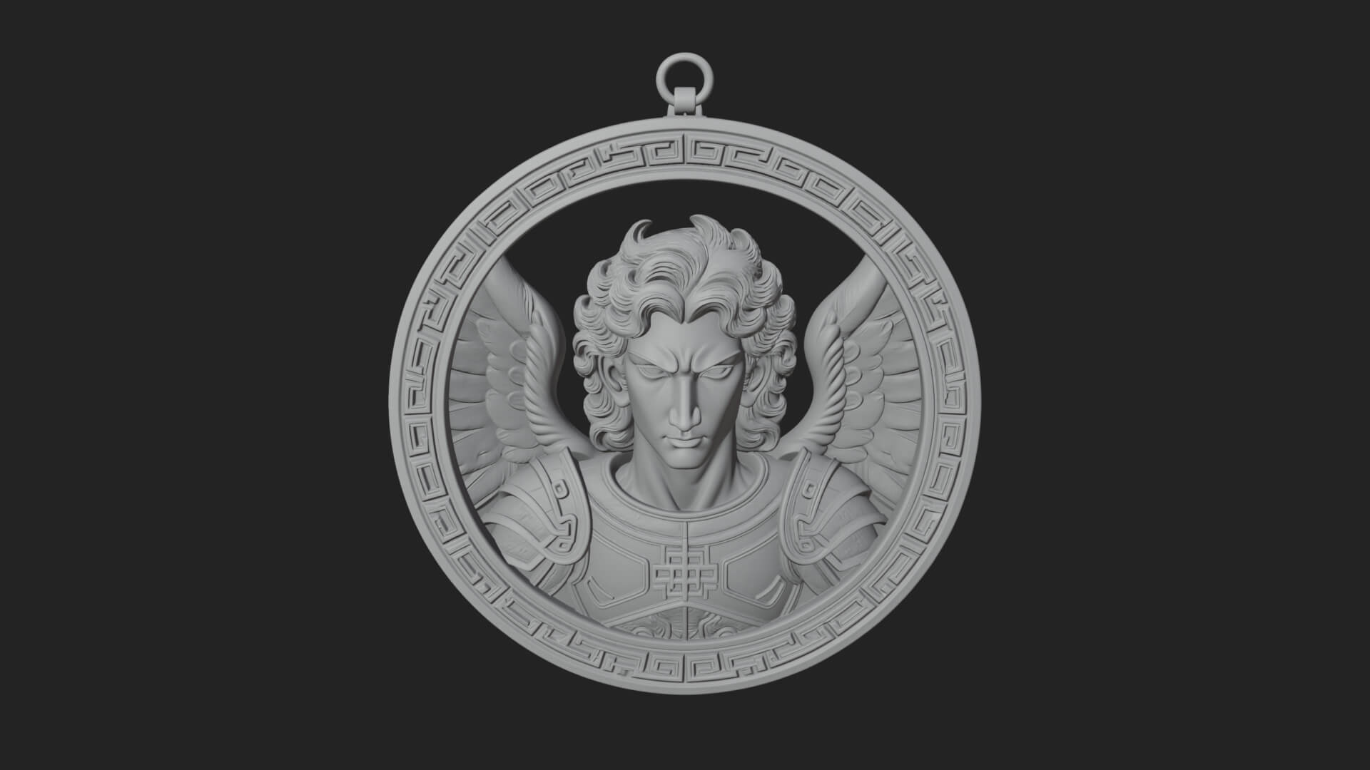 Winged Angel Oval Relief Plaque Design 16 3D Print Model 3D Model