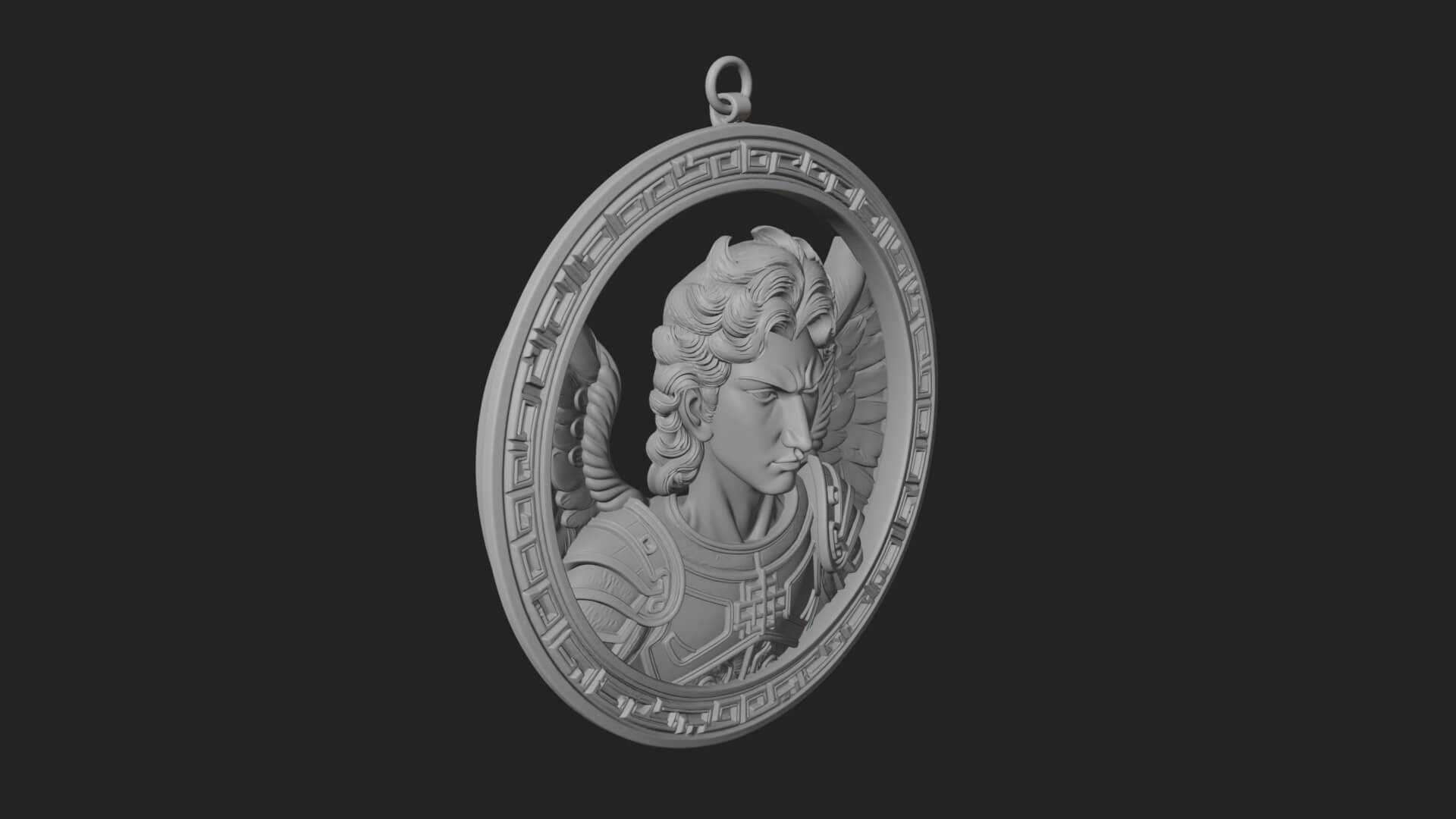 Winged Angel Oval Relief Plaque Design 16 3D Print Model 3D Model