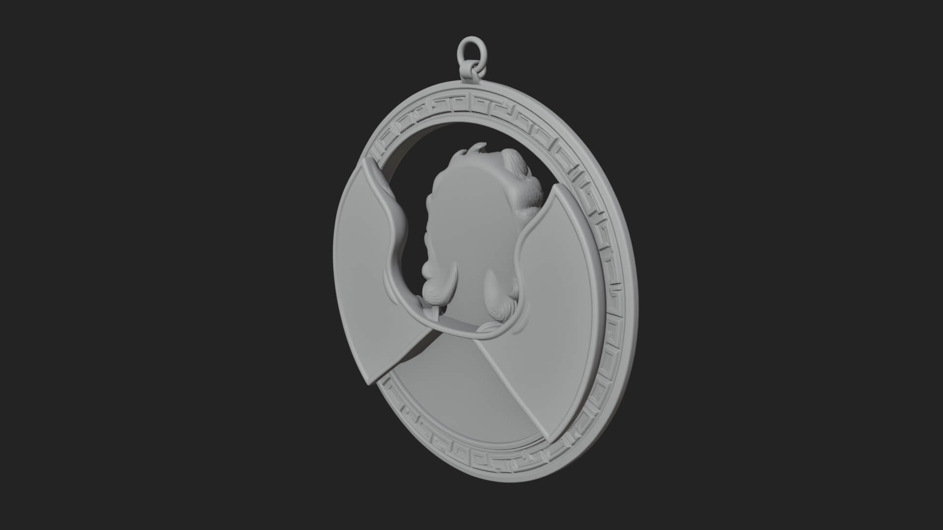 Winged Angel Oval Relief Plaque Design 16 3D Print Model 3D Model