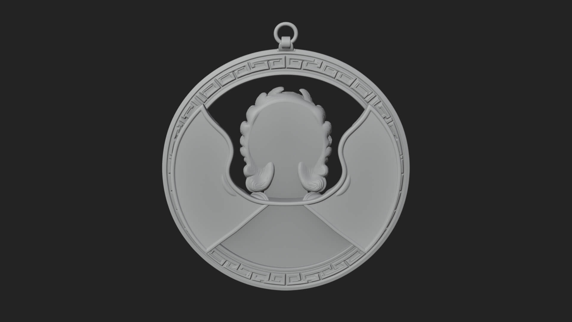Winged Angel Oval Relief Plaque Design 16 3D Print Model 3D Model