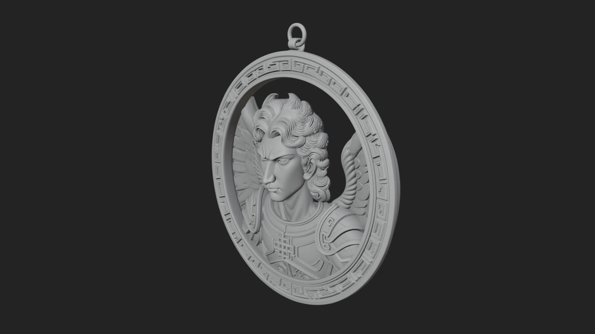 Winged Angel Oval Relief Plaque Design 16 3D Print Model 3D Model