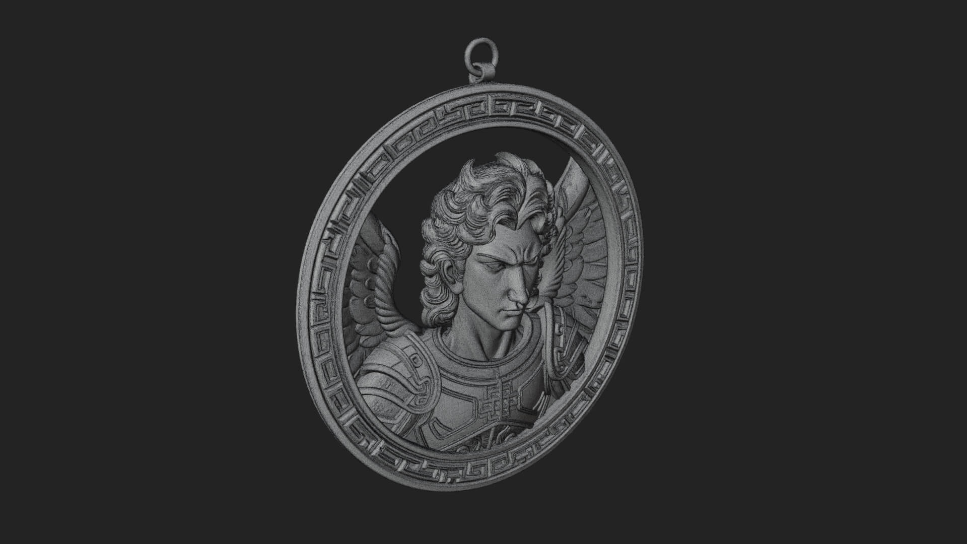 Winged Angel Oval Relief Plaque Design 16 3D Print Model 3D Model