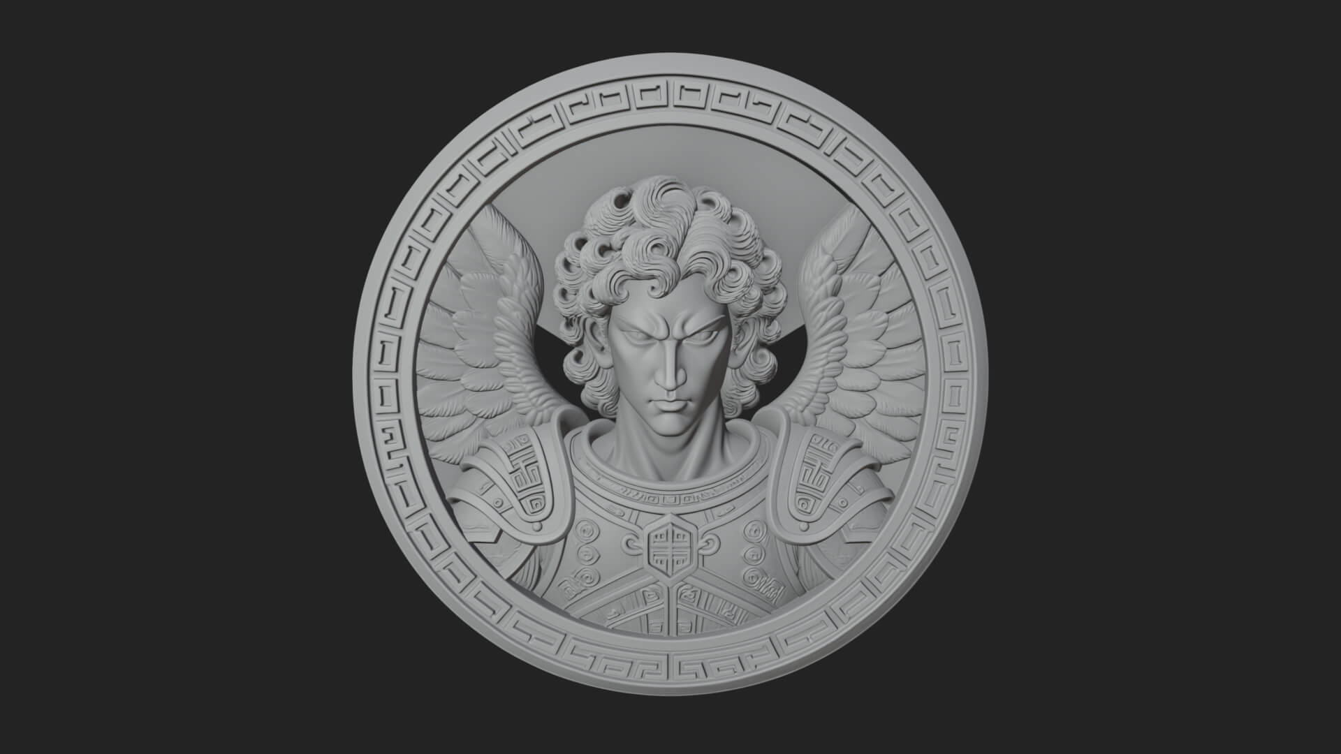 Winged Angel Oval Relief Plaque Design 17 3D Print Model 3D Model