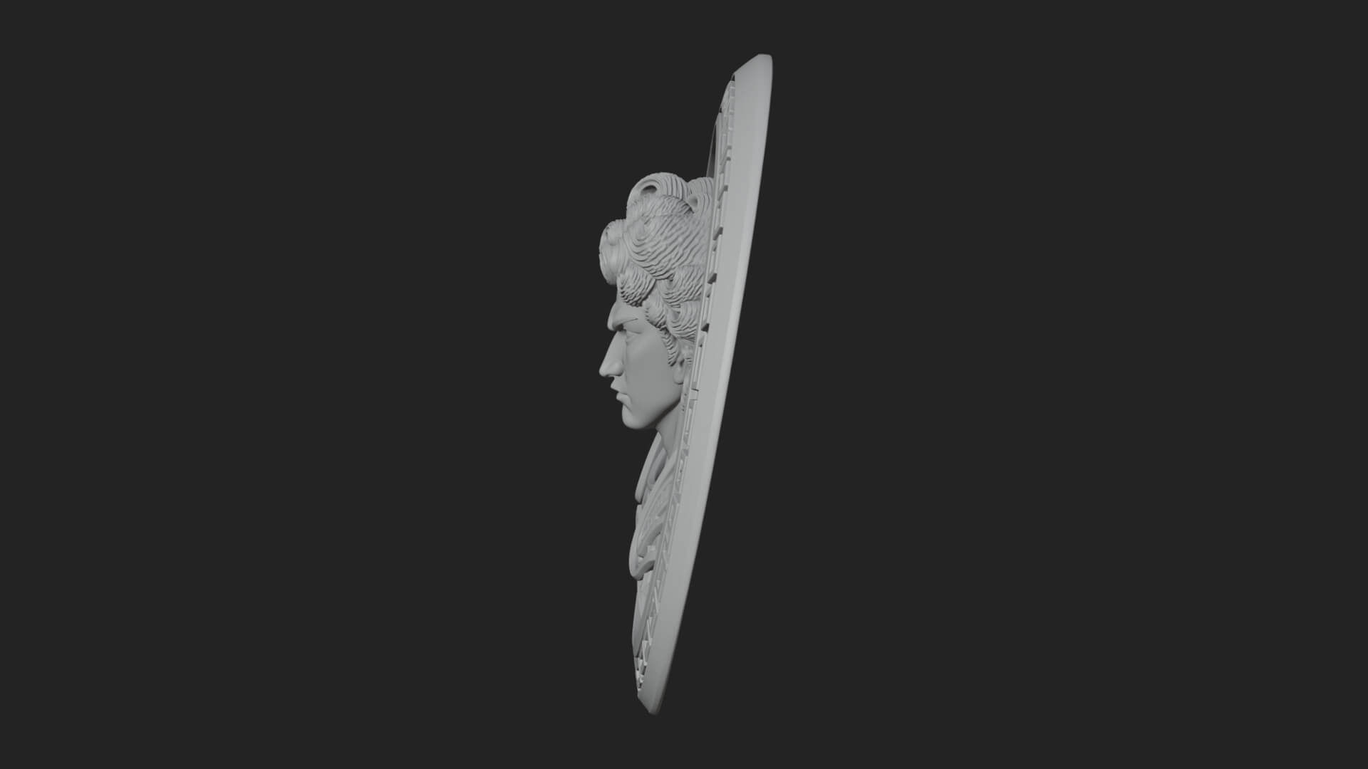 Winged Angel Oval Relief Plaque Design 17 3D Print Model 3D Model