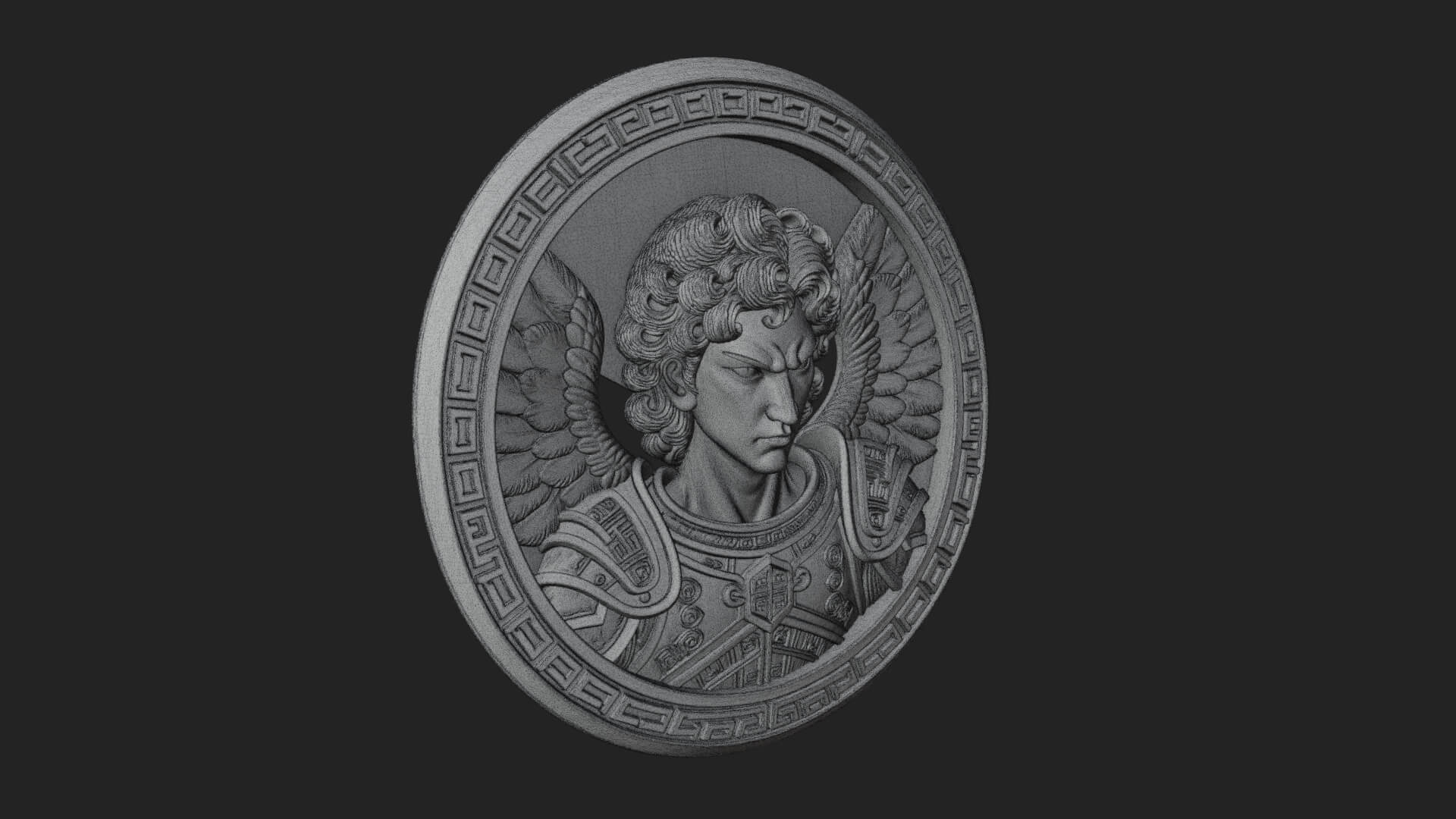 Winged Angel Oval Relief Plaque Design 17 3D Print Model 3D Model