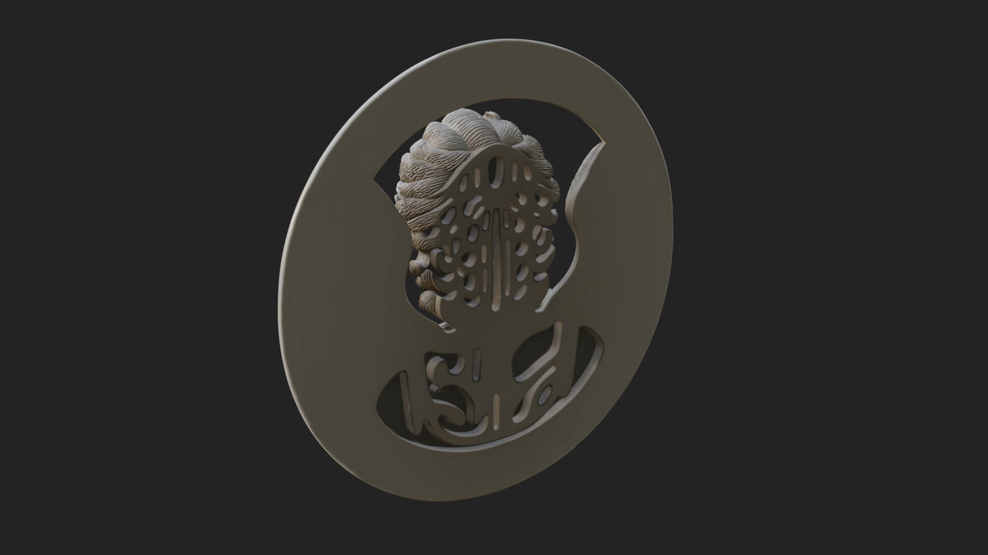 Winged Angel Oval Relief Plaque Design 18 3D Print Model 3D Model