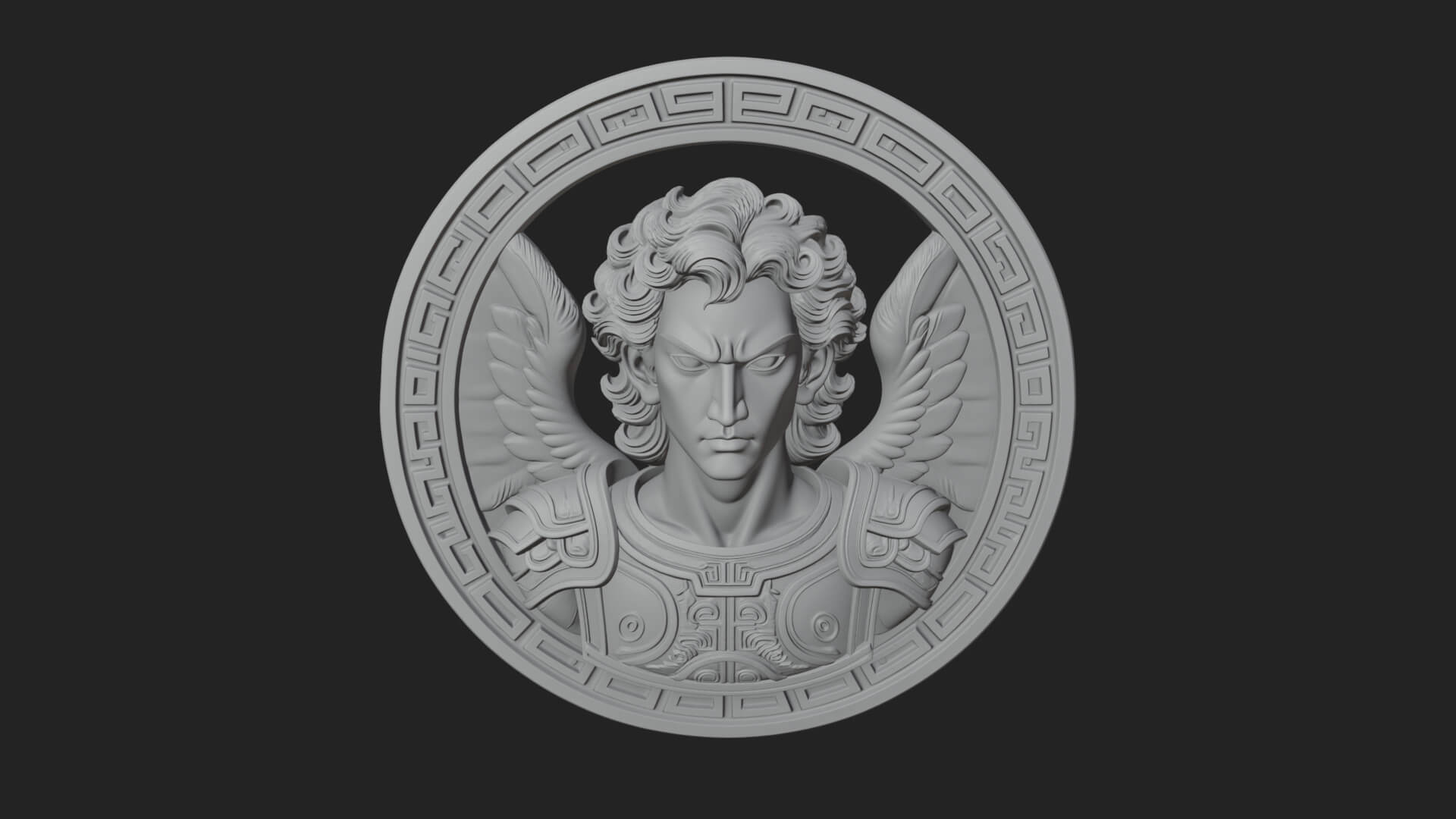 Winged Angel Oval Relief Plaque Design 18 3D Print Model 3D Model
