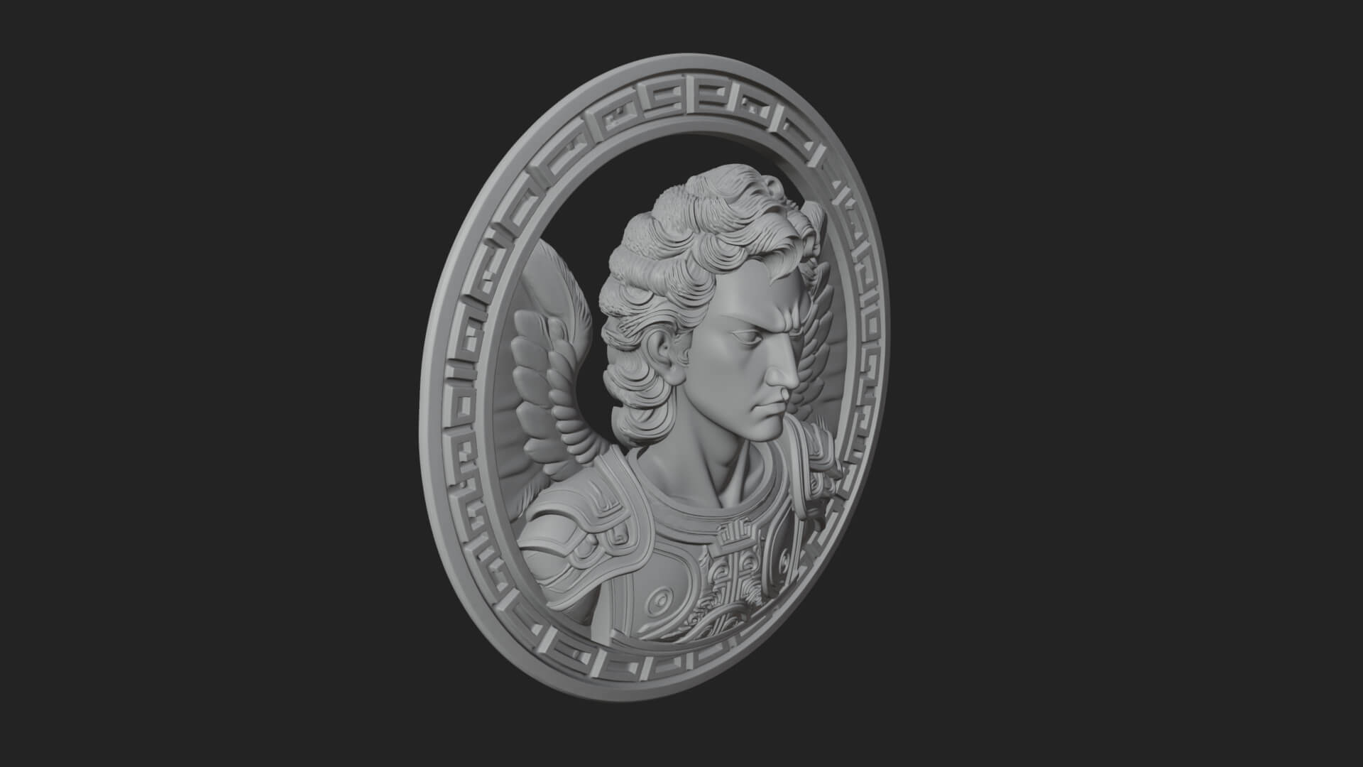 Winged Angel Oval Relief Plaque Design 18 3D Print Model 3D Model