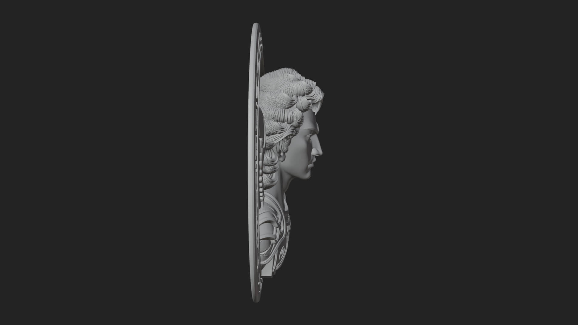 Winged Angel Oval Relief Plaque Design 18 3D Print Model 3D Model