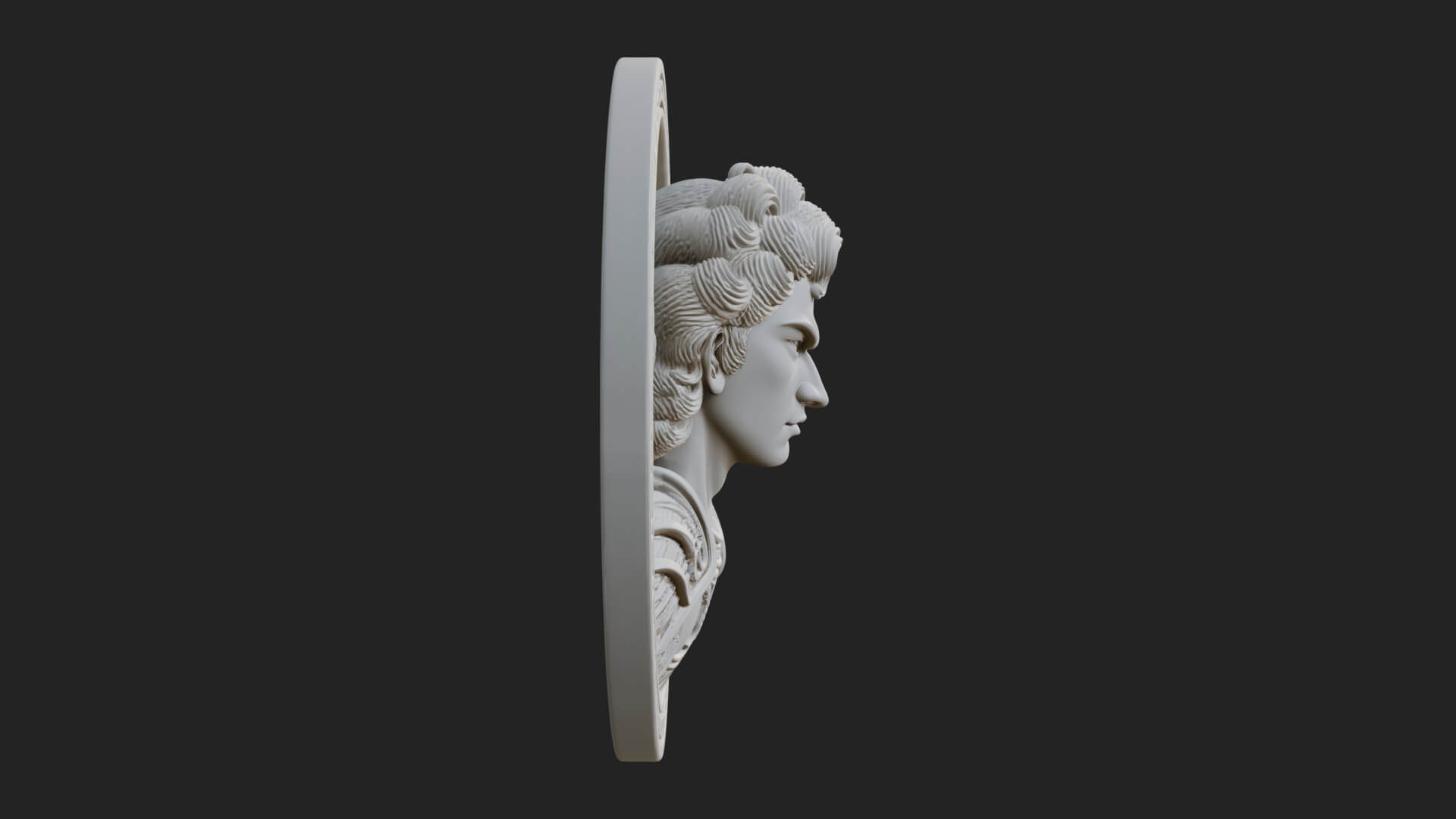 Winged Angel Oval Relief Plaque Design 19 3D Print Model 3D Model