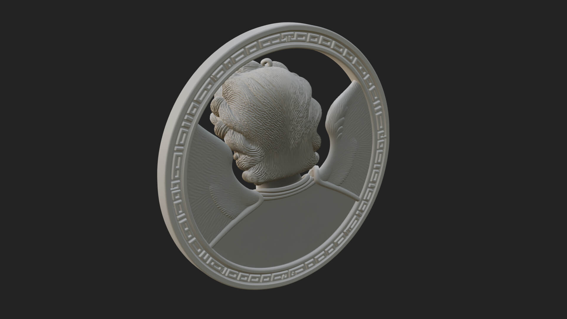 Winged Angel Oval Relief Plaque Design 19 3D Print Model 3D Model