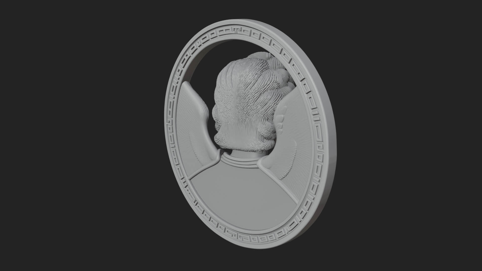 Winged Angel Oval Relief Plaque Design 19 3D Print Model 3D Model