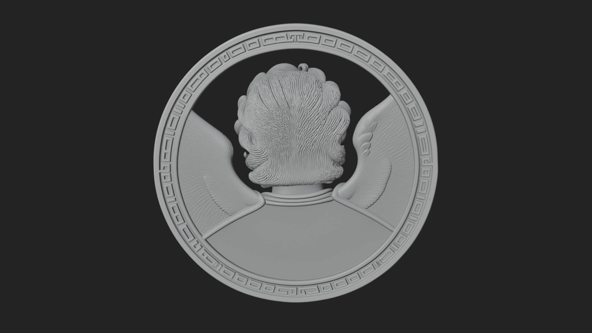 Winged Angel Oval Relief Plaque Design 19 3D Print Model 3D Model