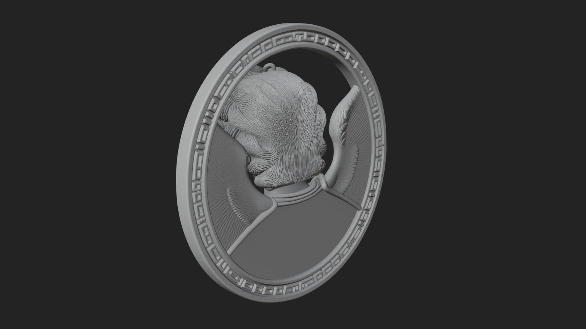 Winged Angel Oval Relief Plaque Design 19 3D Print Model 3D Model