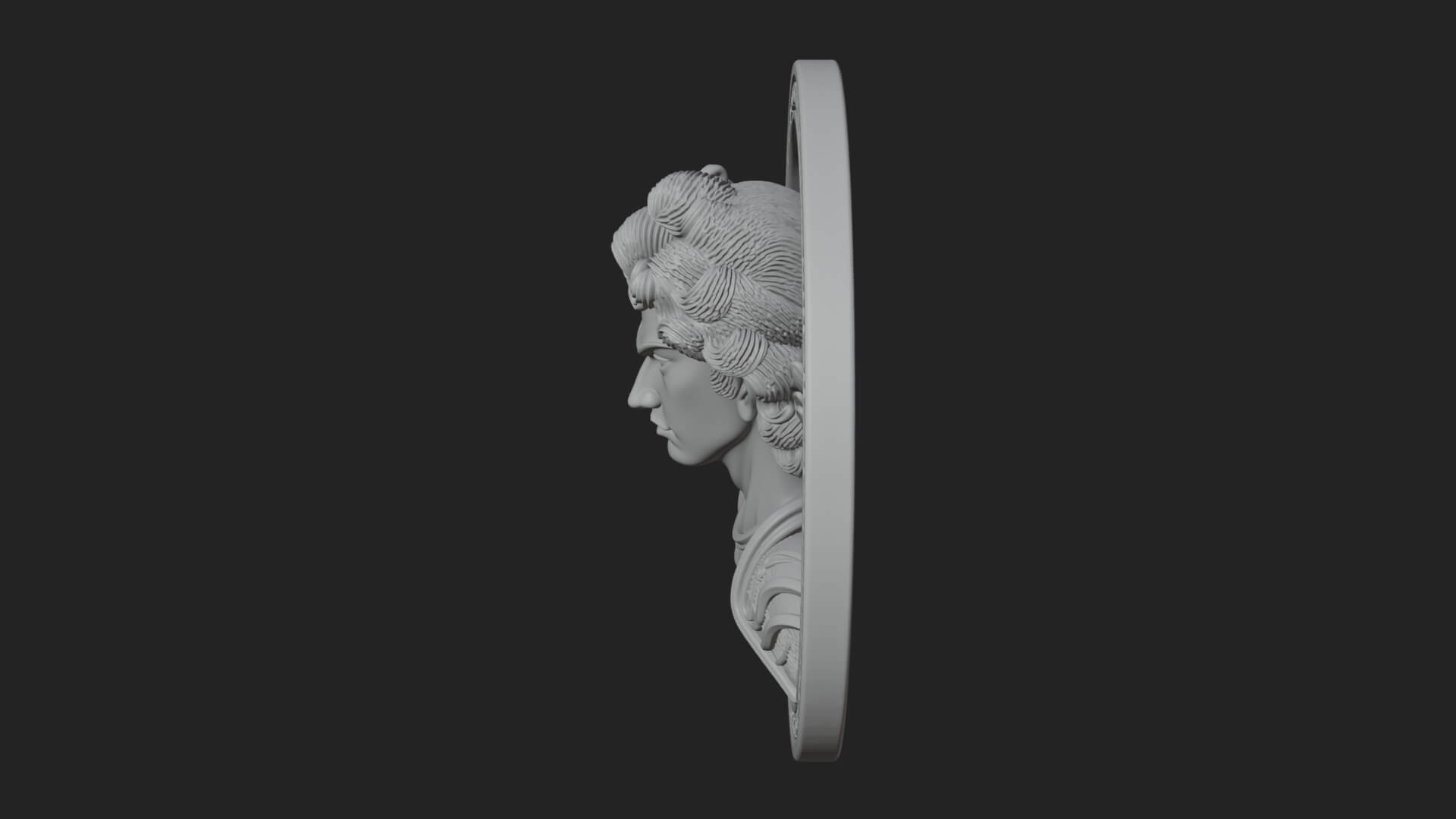 Winged Angel Oval Relief Plaque Design 19 3D Print Model 3D Model