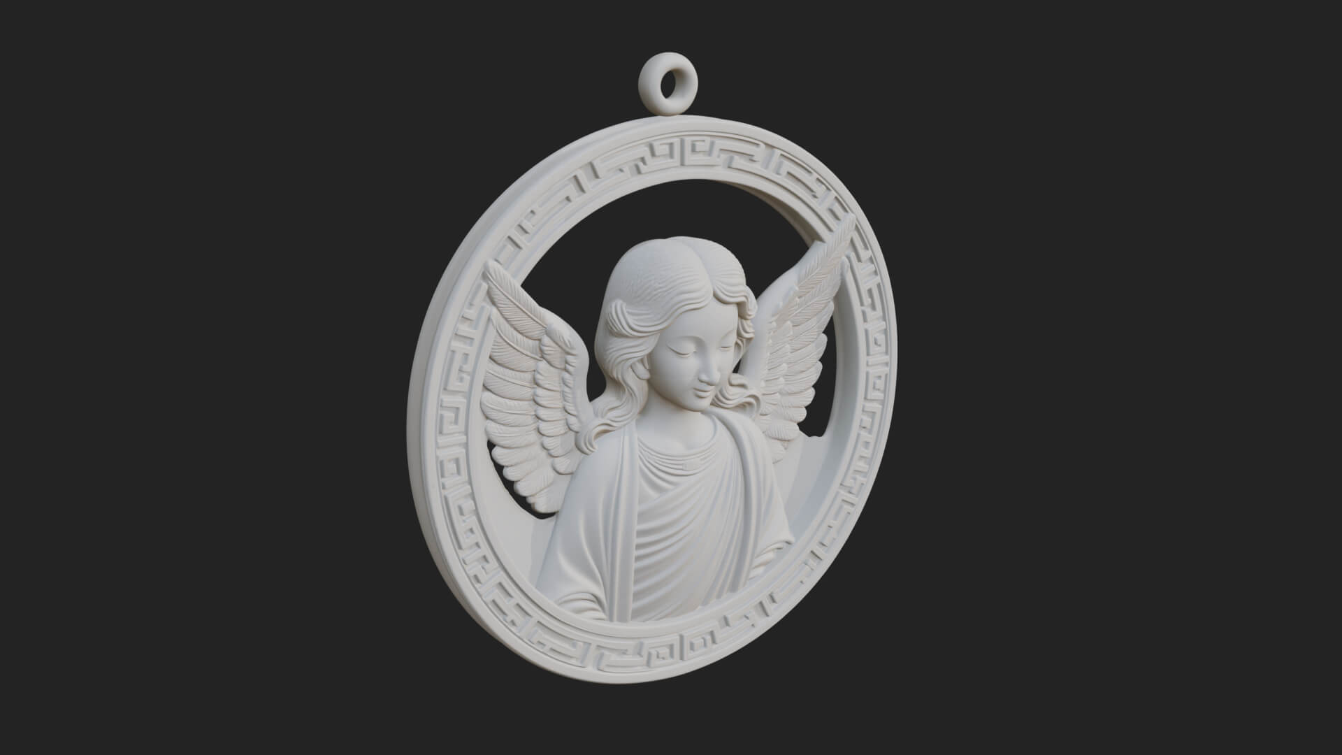 Winged Angel Oval Relief Plaque Design 2 3D Print Model 3D Model