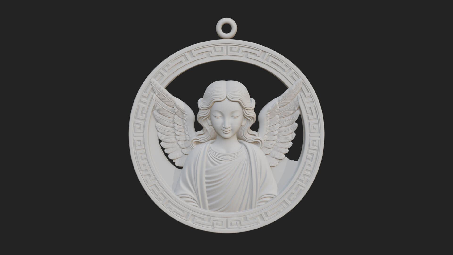 Winged Angel Oval Relief Plaque Design 2 3D Print Model 3D Model
