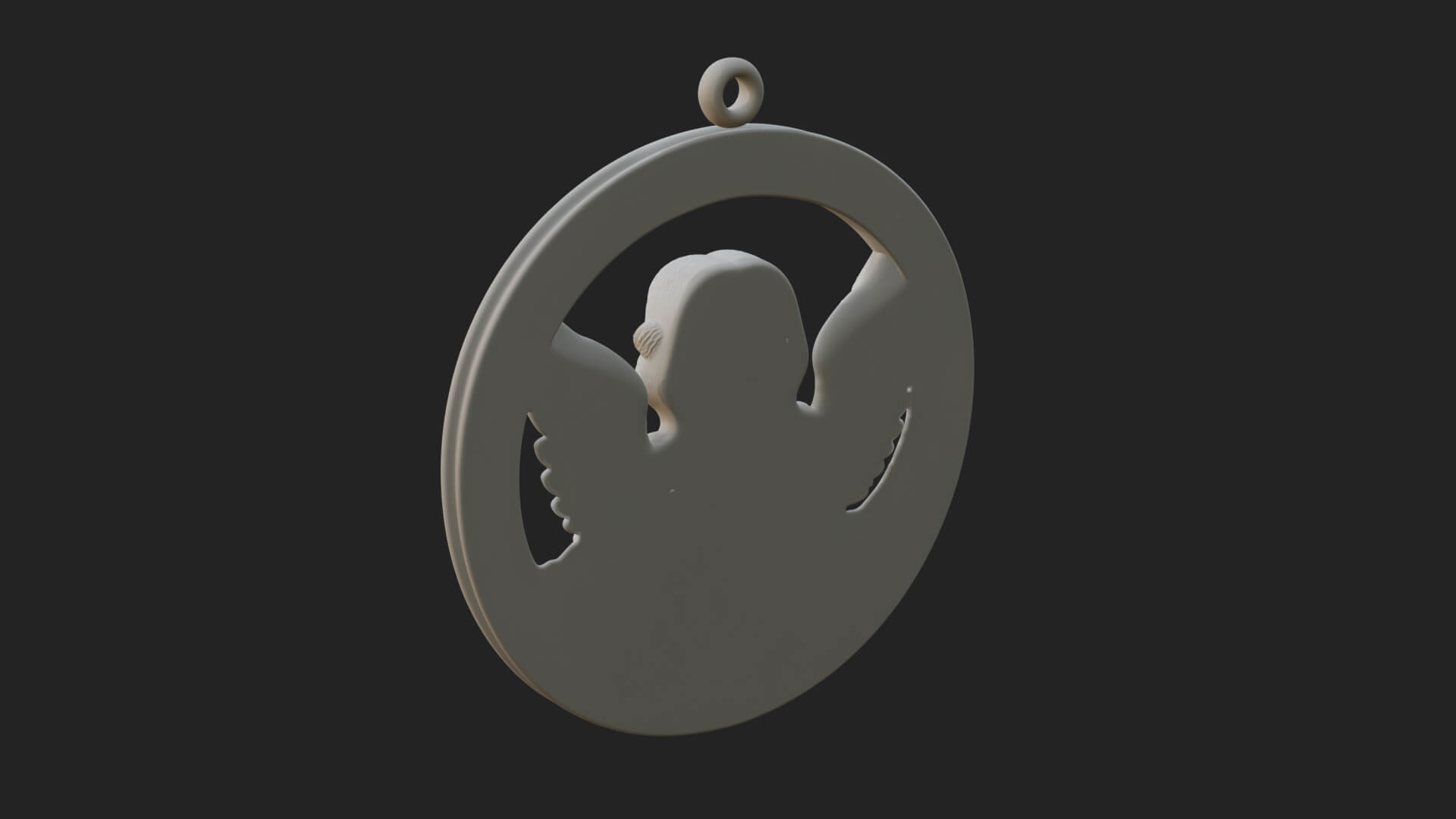 Winged Angel Oval Relief Plaque Design 2 3D Print Model 3D Model