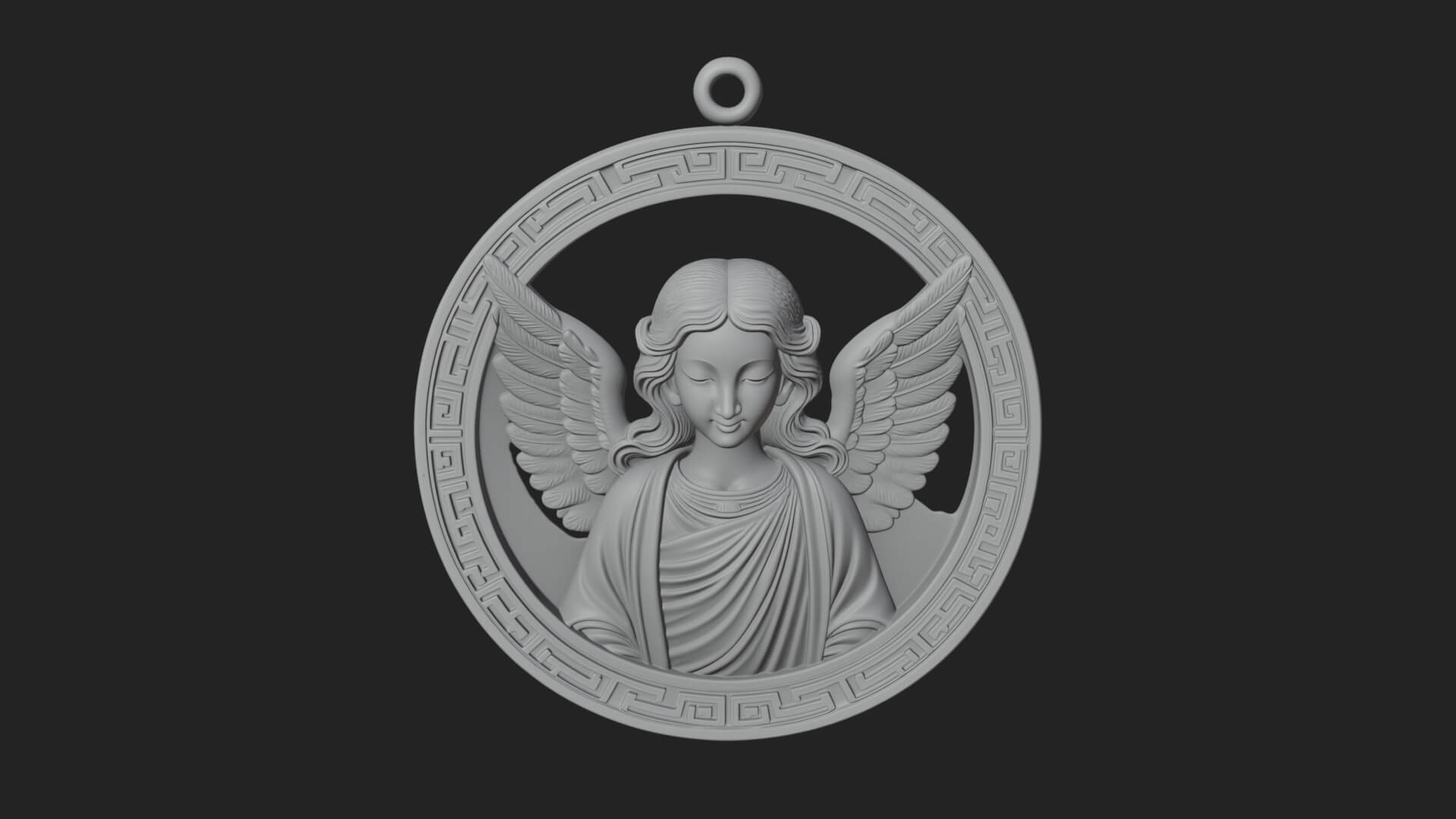 Winged Angel Oval Relief Plaque Design 2 3D Print Model 3D Model