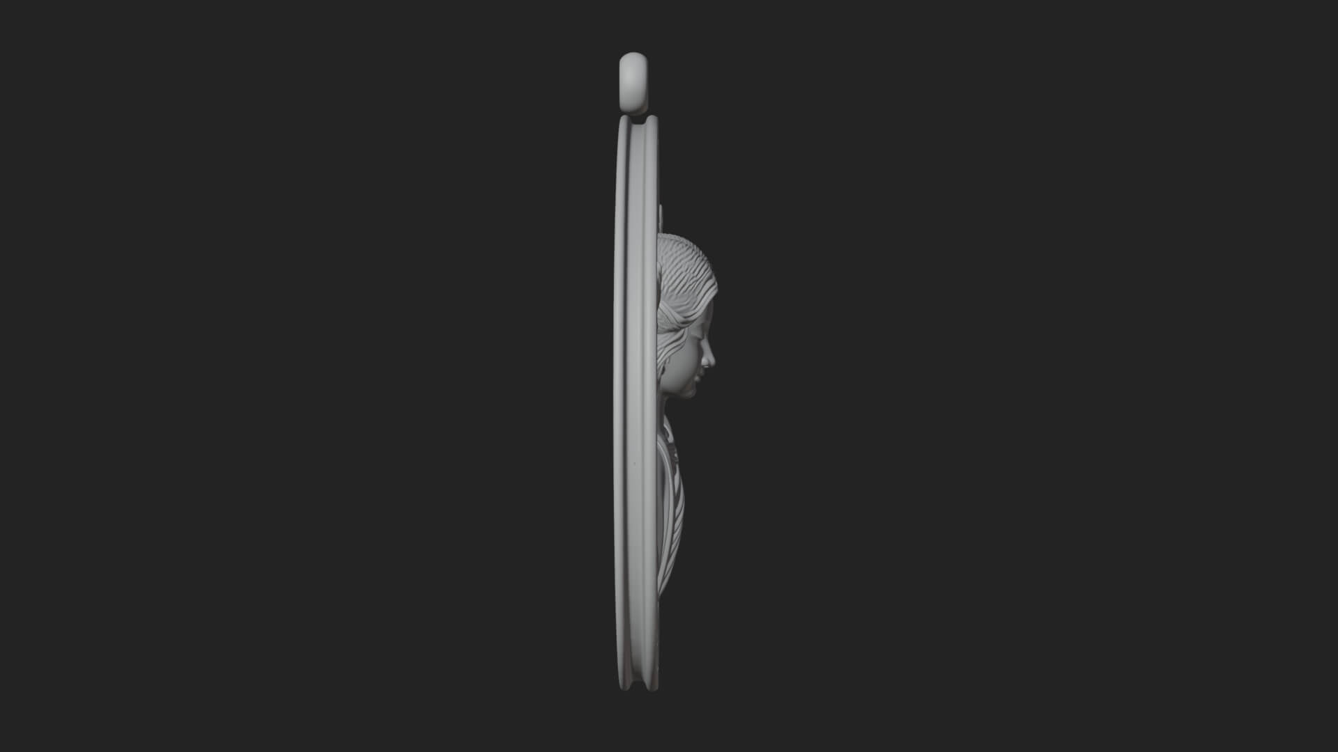 Winged Angel Oval Relief Plaque Design 2 3D Print Model 3D Model