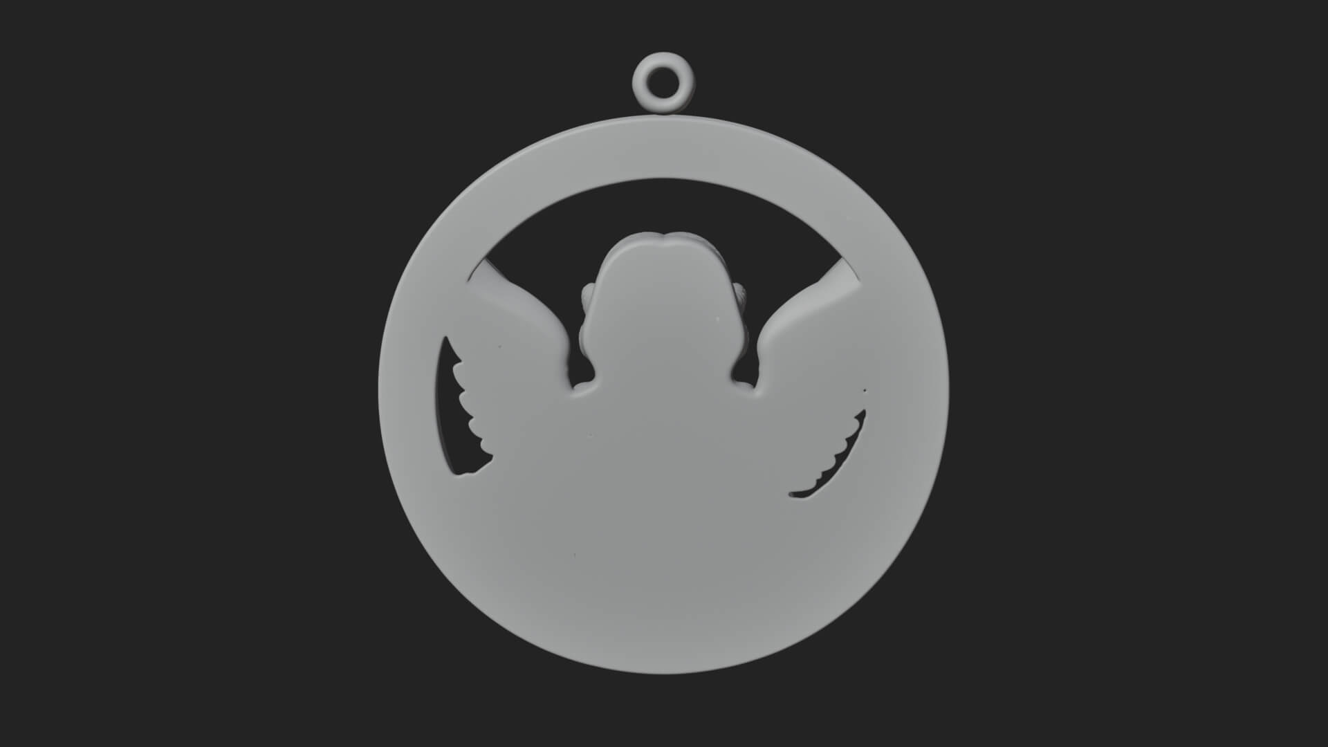 Winged Angel Oval Relief Plaque Design 2 3D Print Model 3D Model