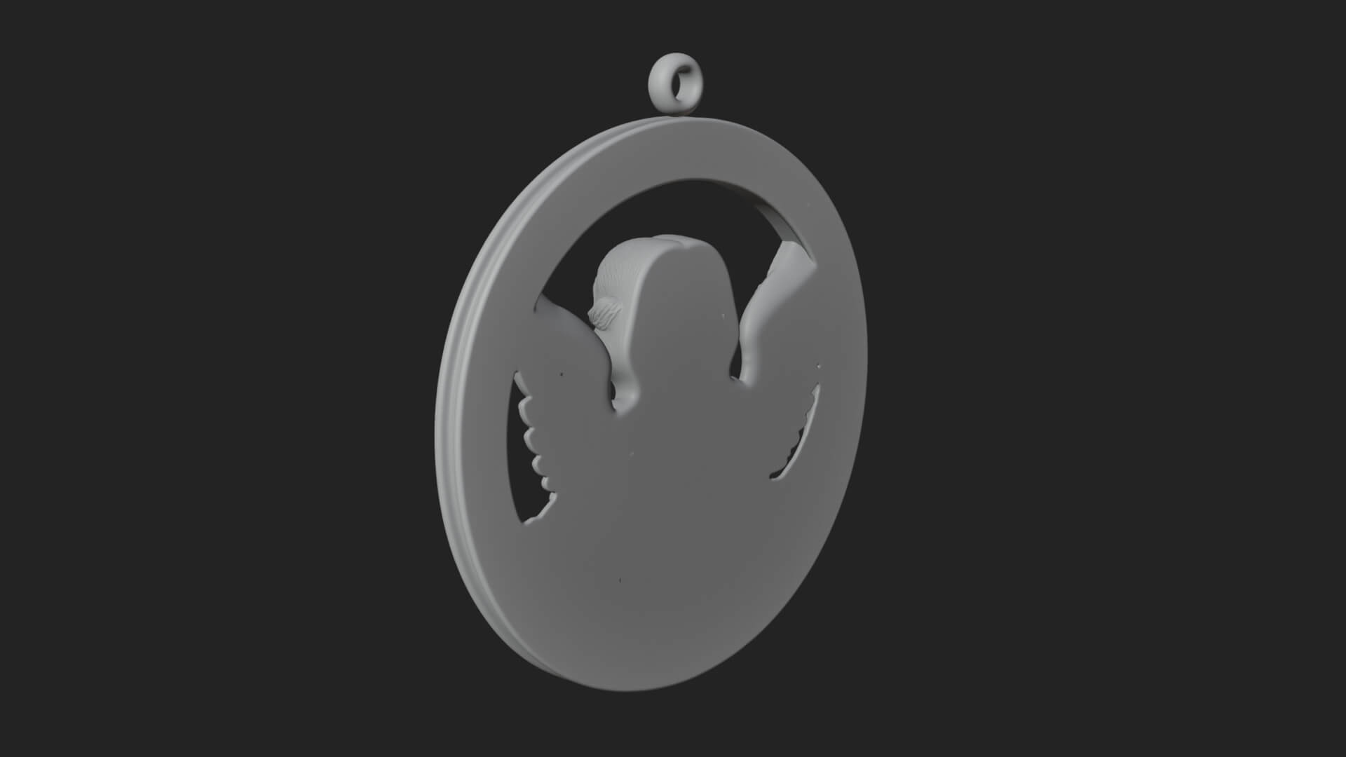 Winged Angel Oval Relief Plaque Design 2 3D Print Model 3D Model