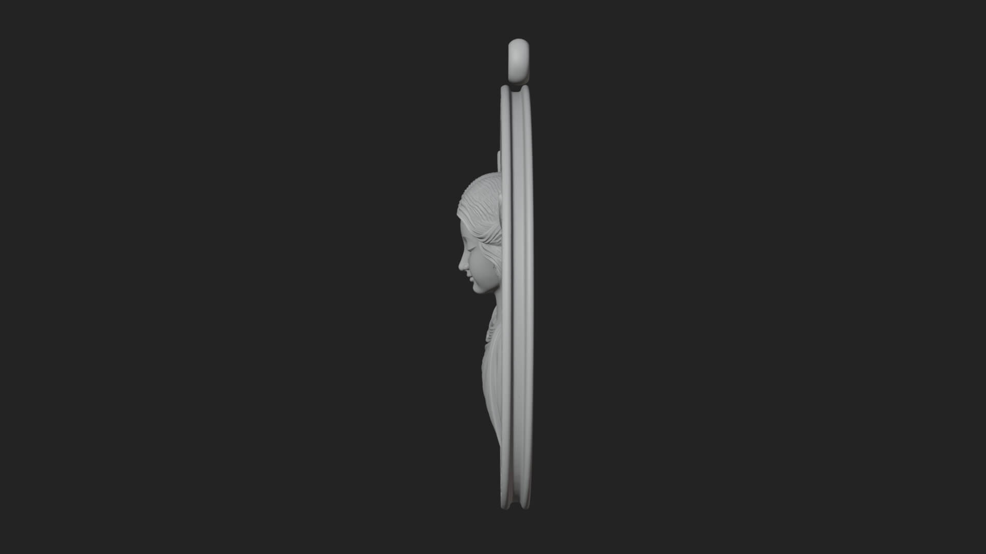 Winged Angel Oval Relief Plaque Design 2 3D Print Model 3D Model