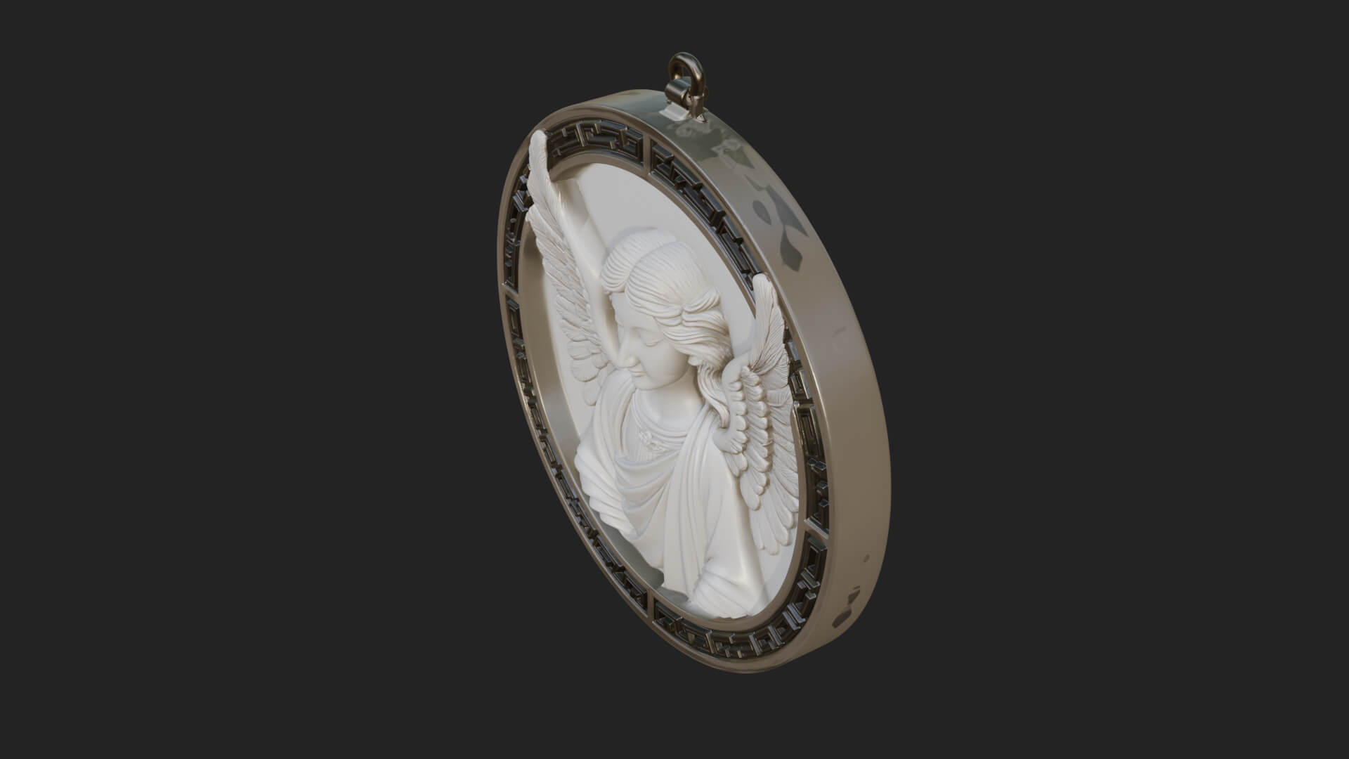 Winged Angel Oval Relief Plaque Design 3 3D Print Model 3D Model