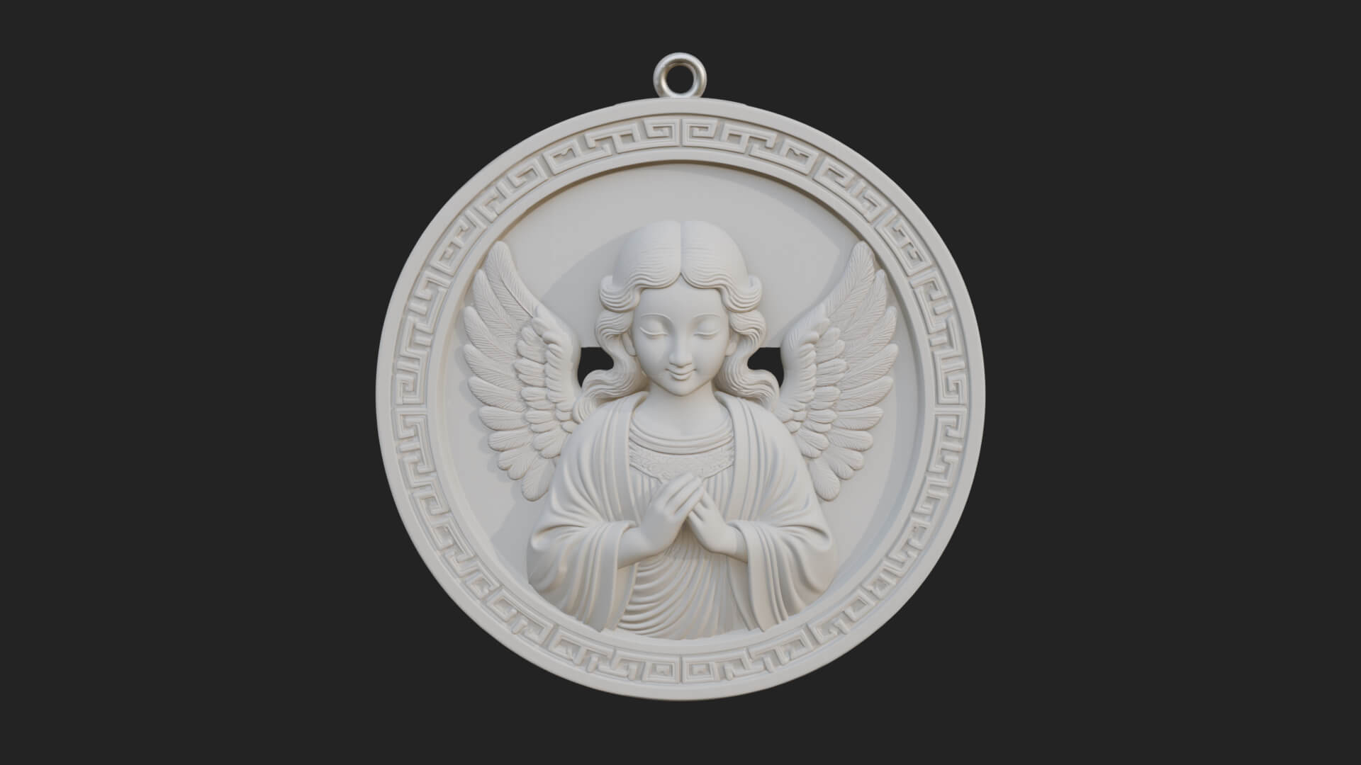Winged Angel Oval Relief Plaque Design 4 3D Print Model 3D Model