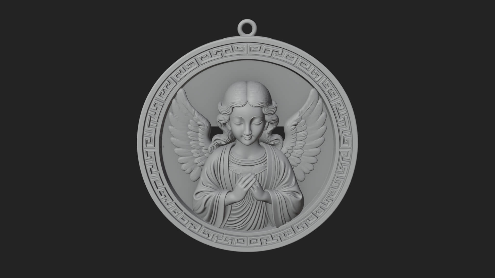 Winged Angel Oval Relief Plaque Design 4 3D Print Model 3D Model