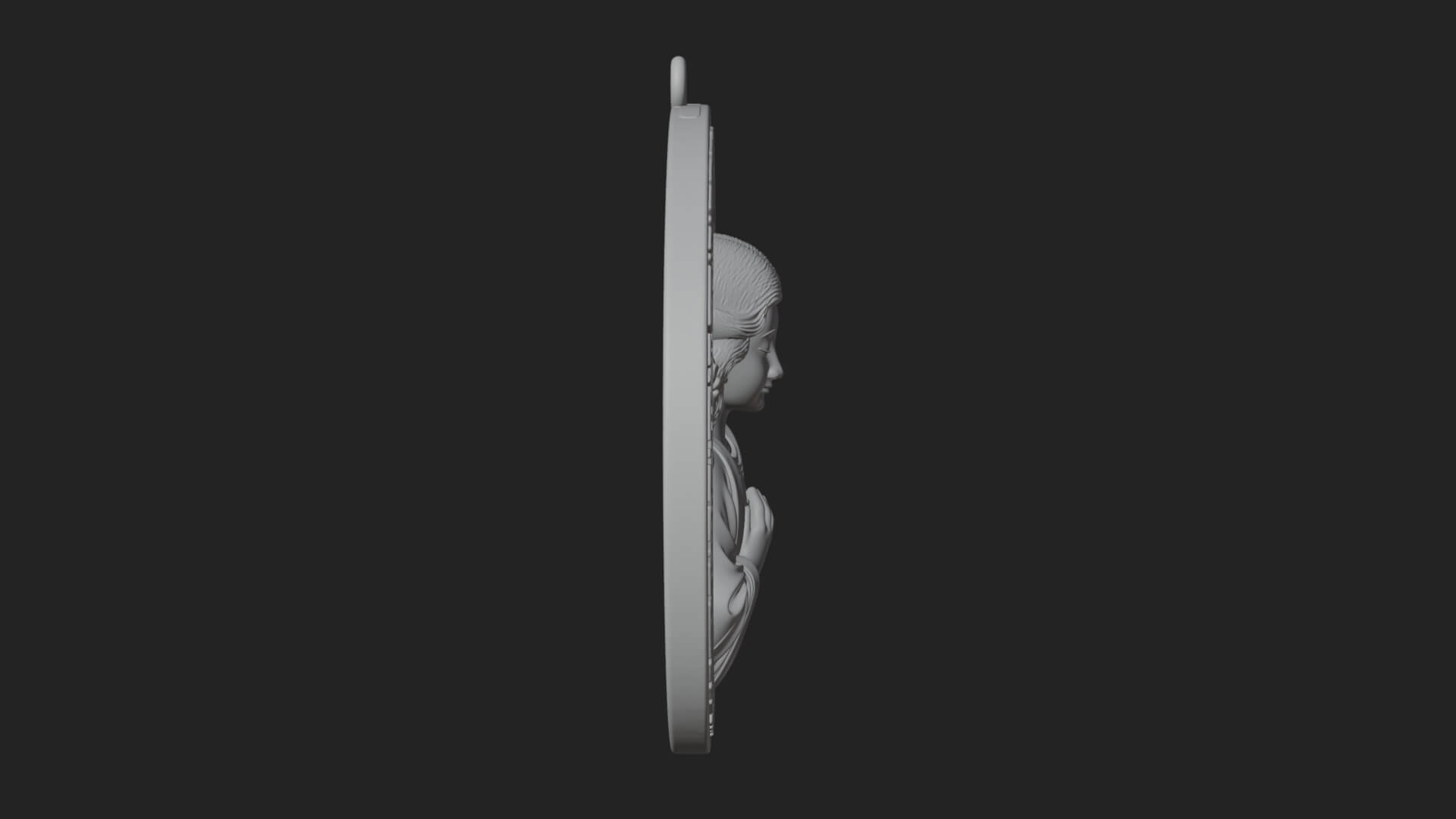 Winged Angel Oval Relief Plaque Design 4 3D Print Model 3D Model