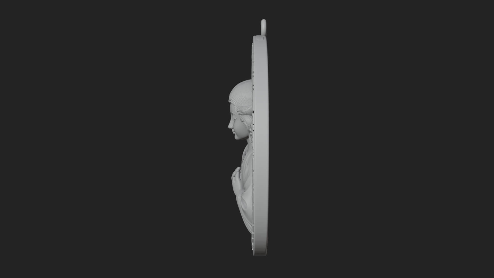 Winged Angel Oval Relief Plaque Design 4 3D Print Model 3D Model