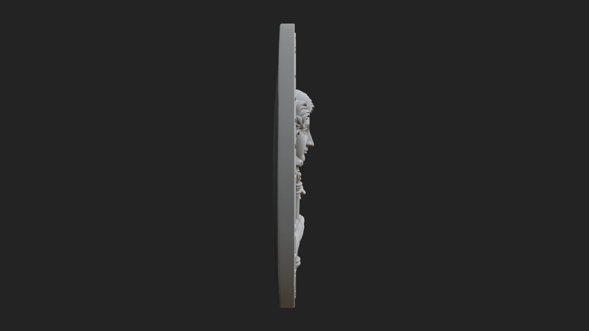 Winged Angel Oval Relief Plaque Design 7 3D Print Model 3D Model