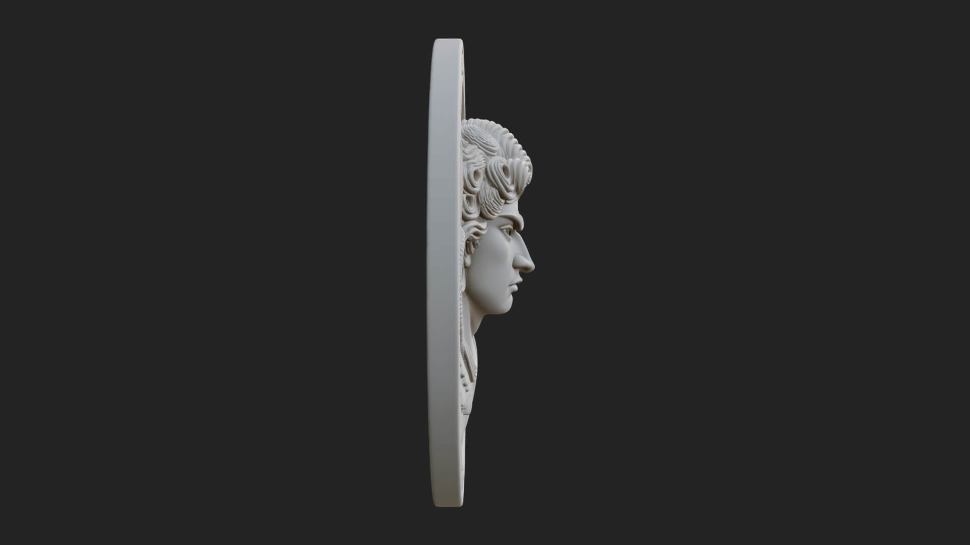 Winged Angel Oval Relief Plaque Design 9 3D Print Model 3D Model