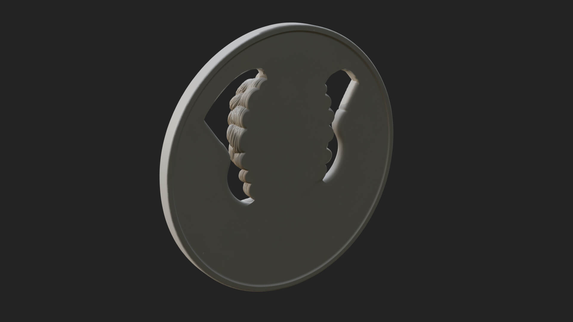 Winged Angel Oval Relief Plaque Design 9 3D Print Model 3D Model
