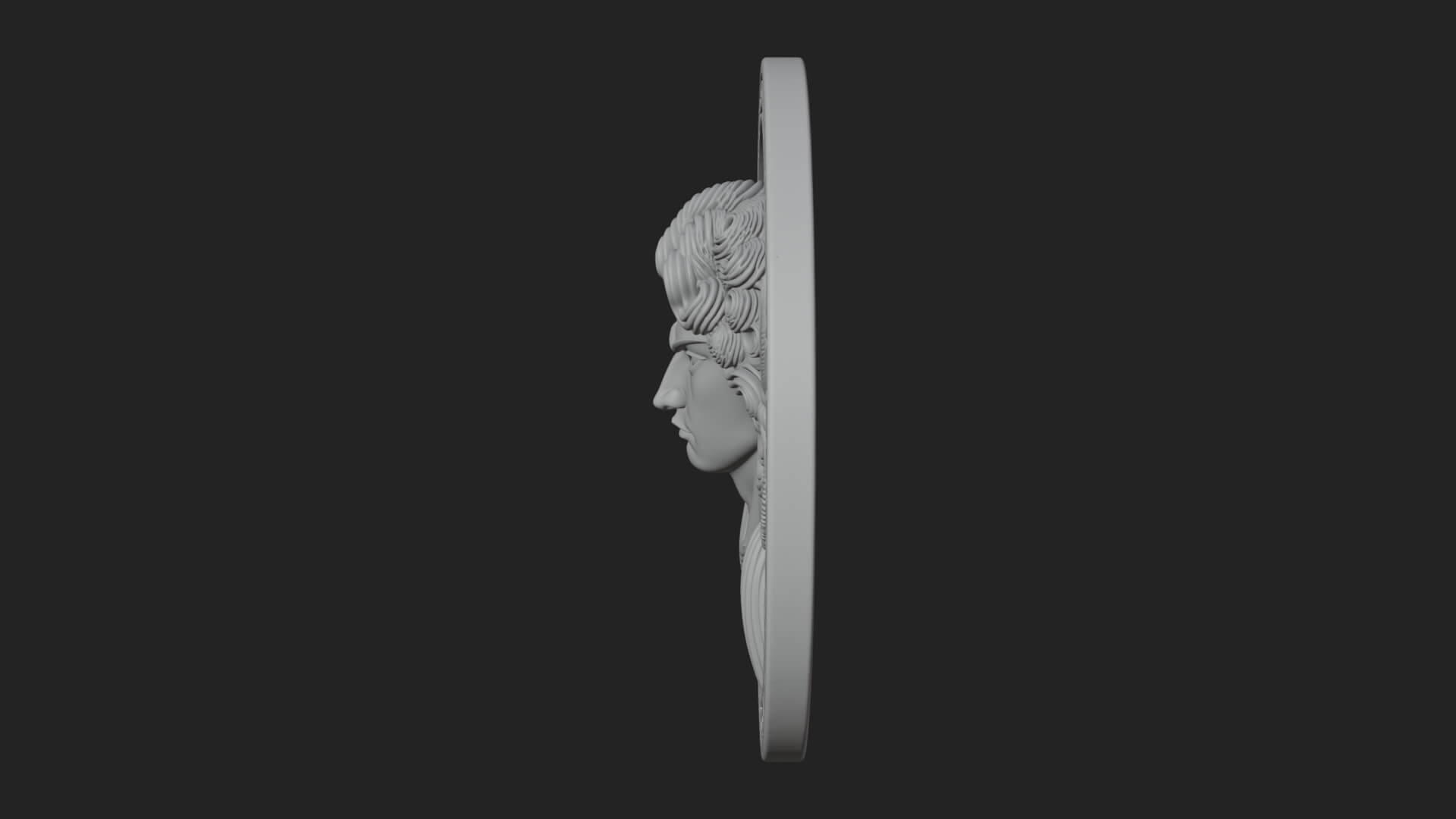 Winged Angel Oval Relief Plaque Design 9 3D Print Model 3D Model