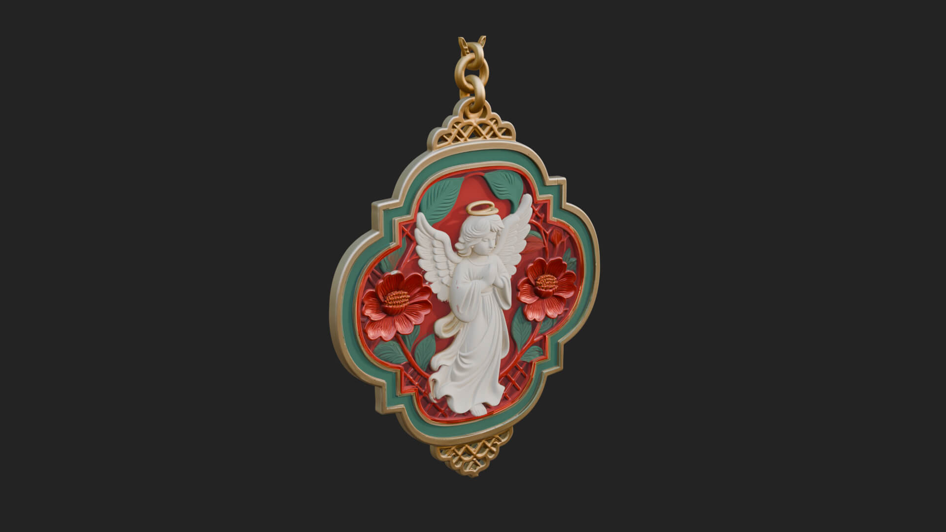 Winged Angel Panel Ornament Design 1 3D Print Model 3D Model
