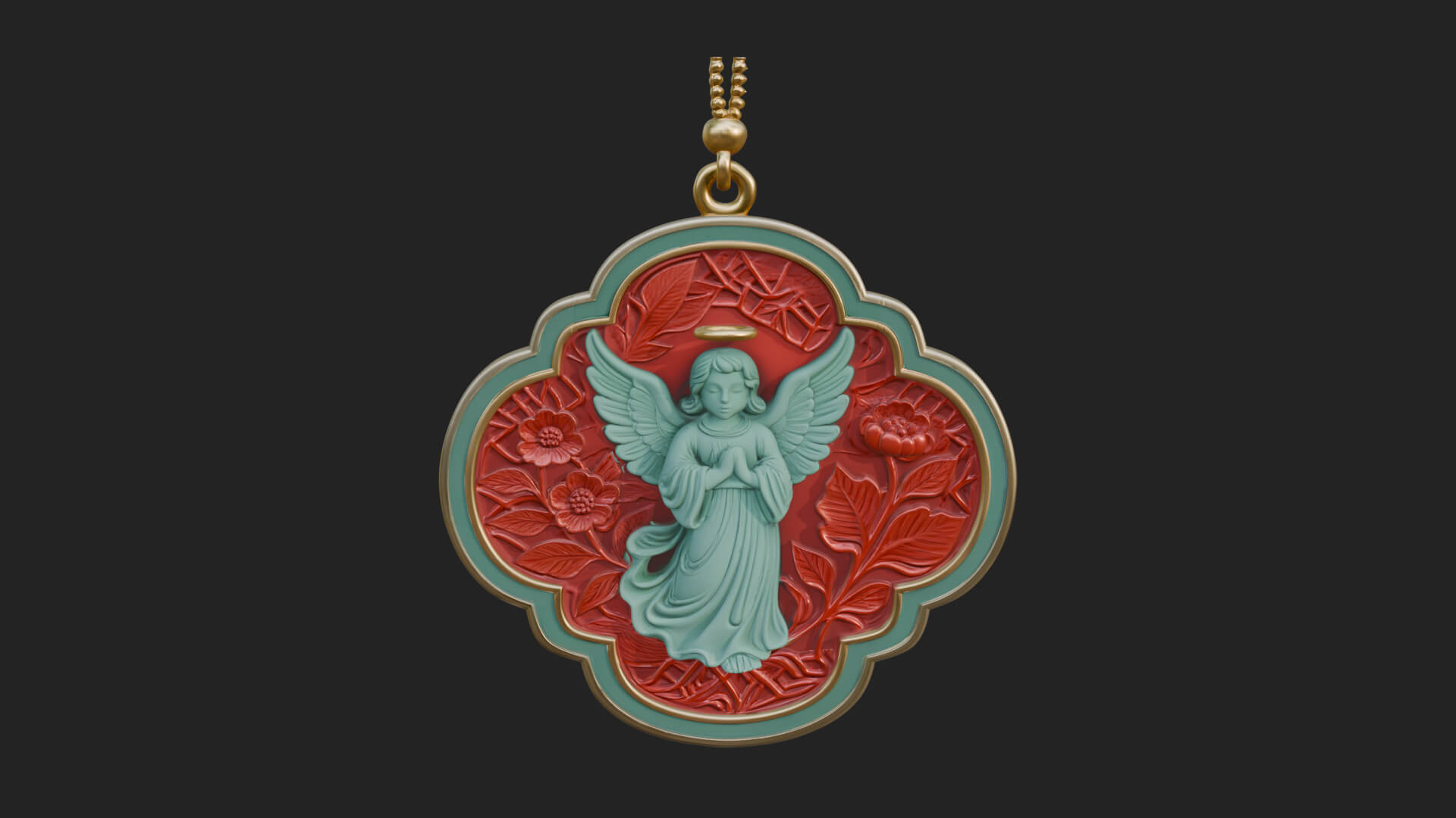 Winged Angel Panel Ornament Design 2 3D Print Model 3D Model